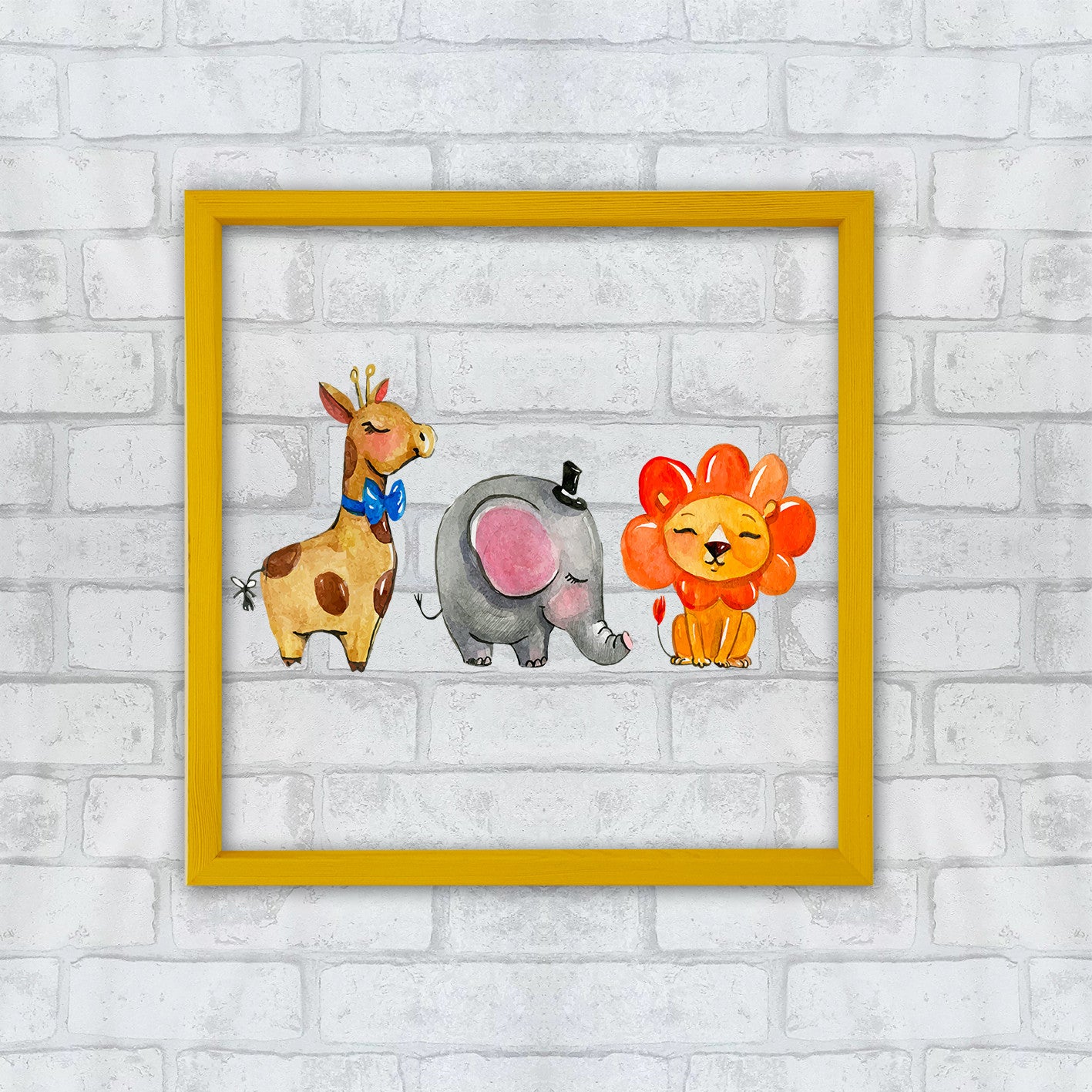 Arte Decorativa Emoldurada Multicolor 32x32cm - Impressão Digital UV em Vidro com Moldura de Madeira