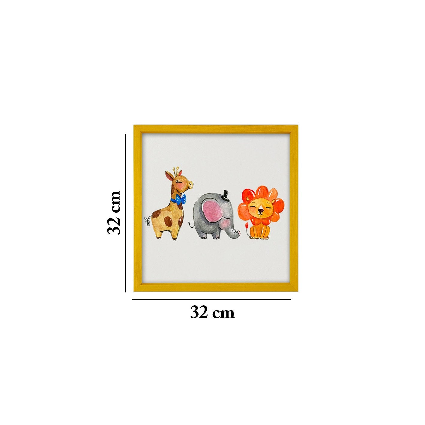 Arte Decorativa Emoldurada Multicolor 32x32cm - Impressão Digital UV em Vidro com Moldura de Madeira