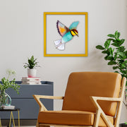 Arte Decorativa Emoldurada Multicolor 32x32cm - Impressão Digital UV em Vidro com Moldura de Madeira