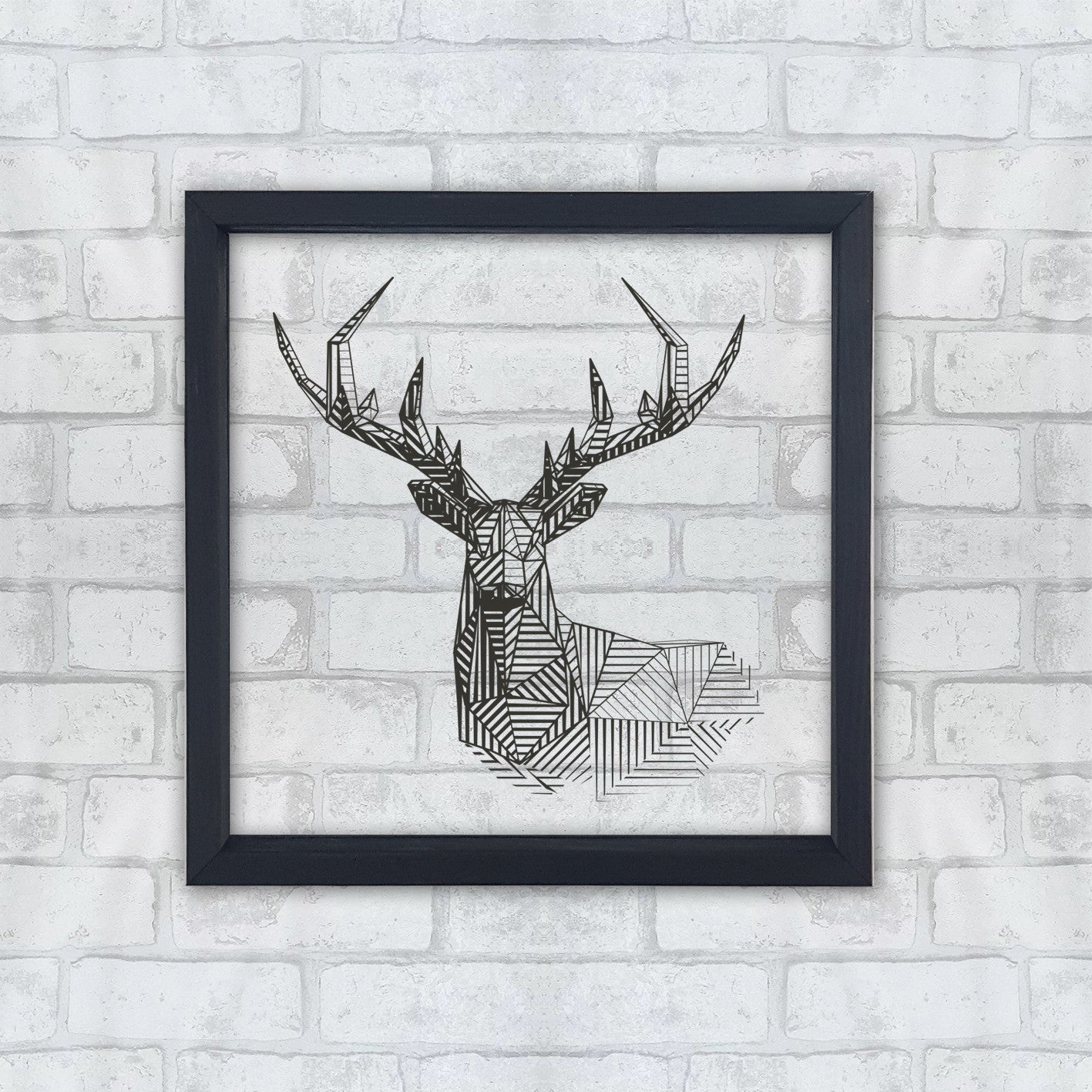 Quadro Decorativo Multicolor com Moldura de Madeira 32x32cm - Impressão Digital UV em Vidro 3mm