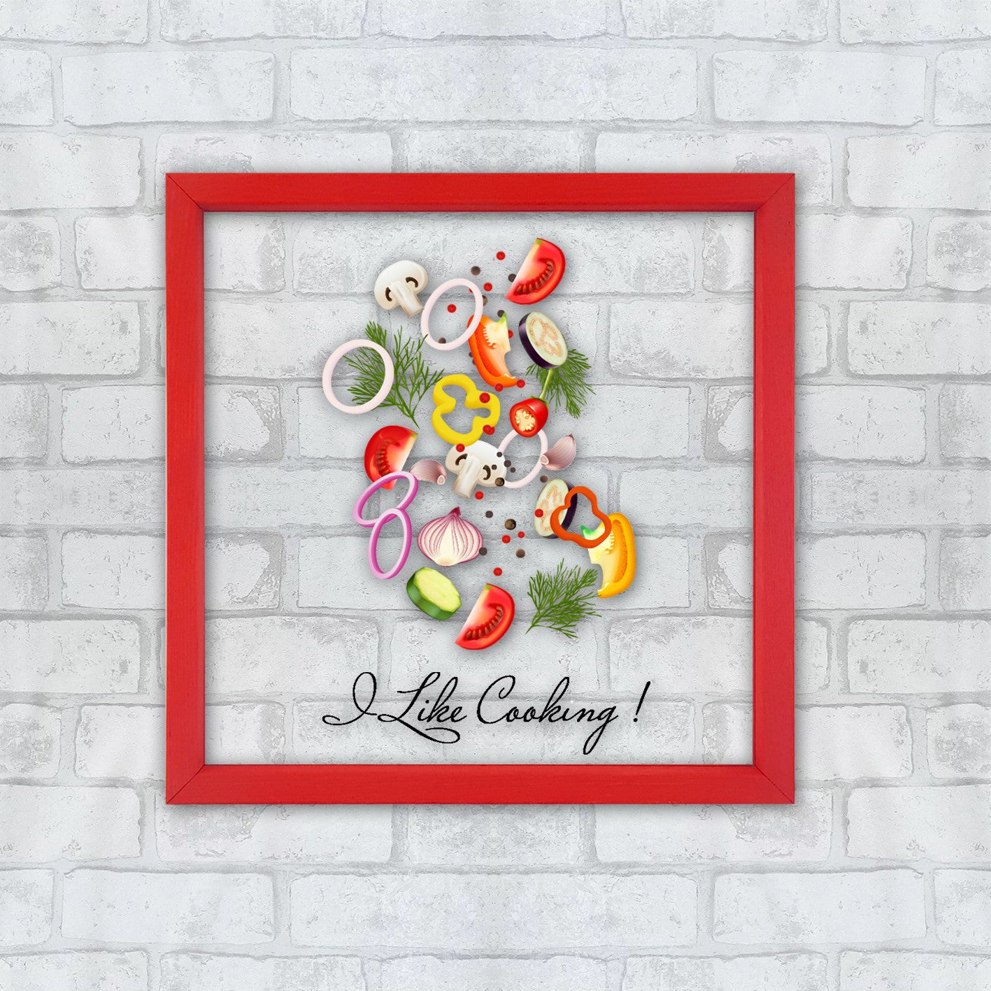 Quadro Decorativo Multicolor 32x32cm com Moldura de Madeira e Vidro 3mm - Impressão Digital UV