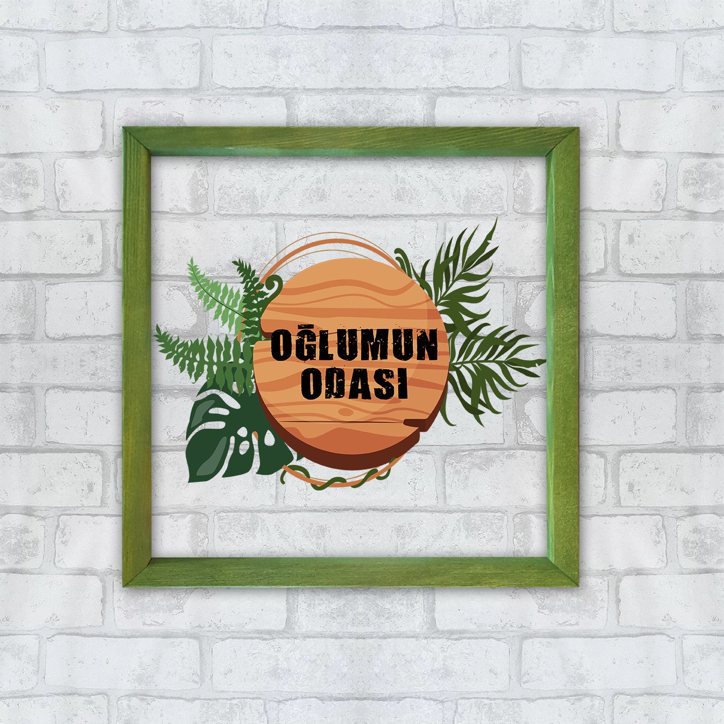 Quadro Decorativo Multicolor 32x32cm com Moldura de Madeira e Vidro UV - Arte Digital Premium para Decoração de Interiores