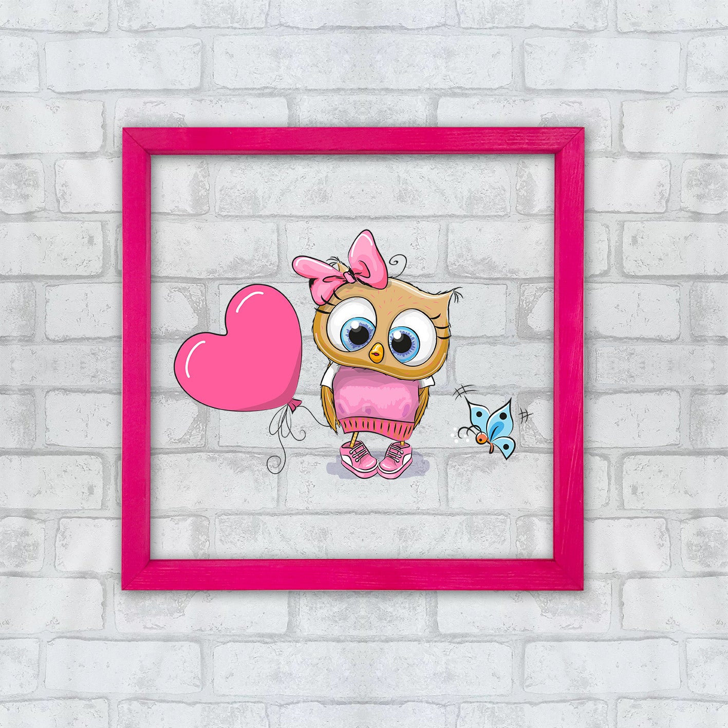 Quadro Decorativo Multicolor com Moldura de Madeira - Impressão Digital UV em Vidro 32x32cm