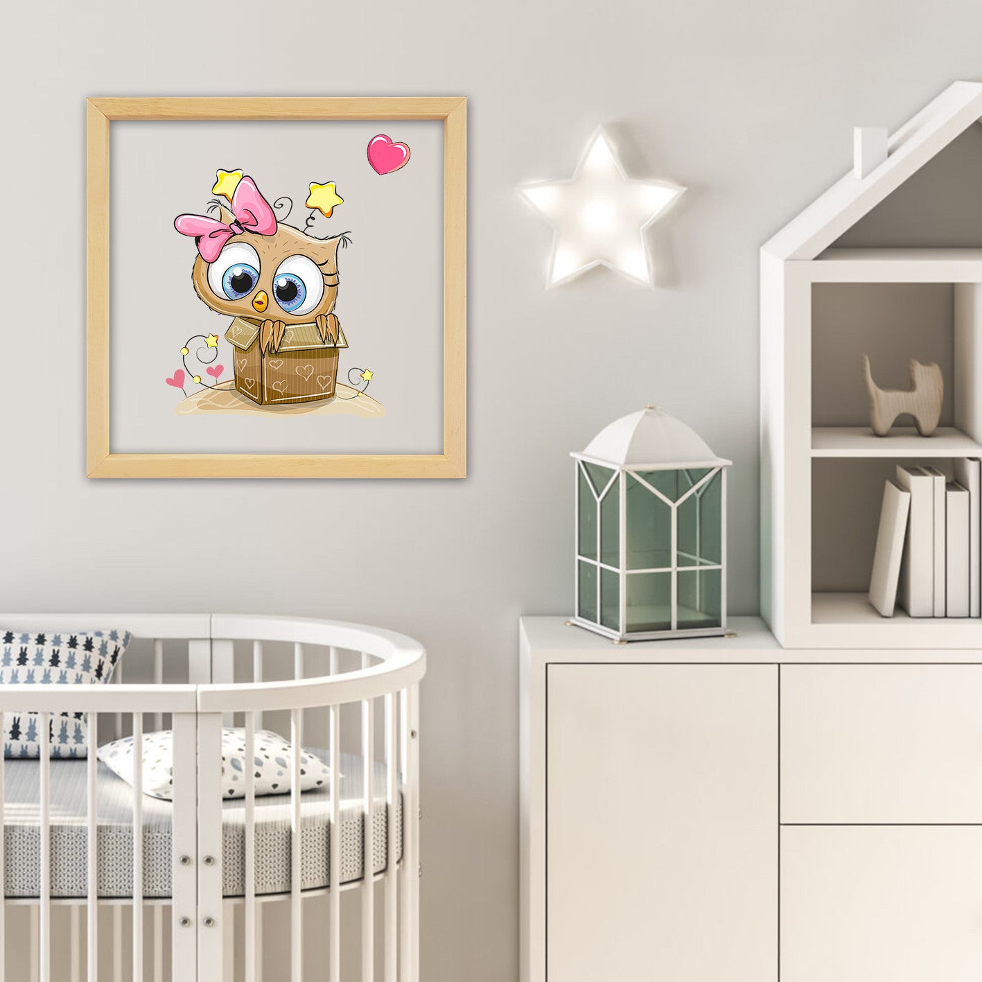 Quadro Decorativo Multicolor com Moldura de Madeira - Impressão Digital UV em Vidro 32x32cm