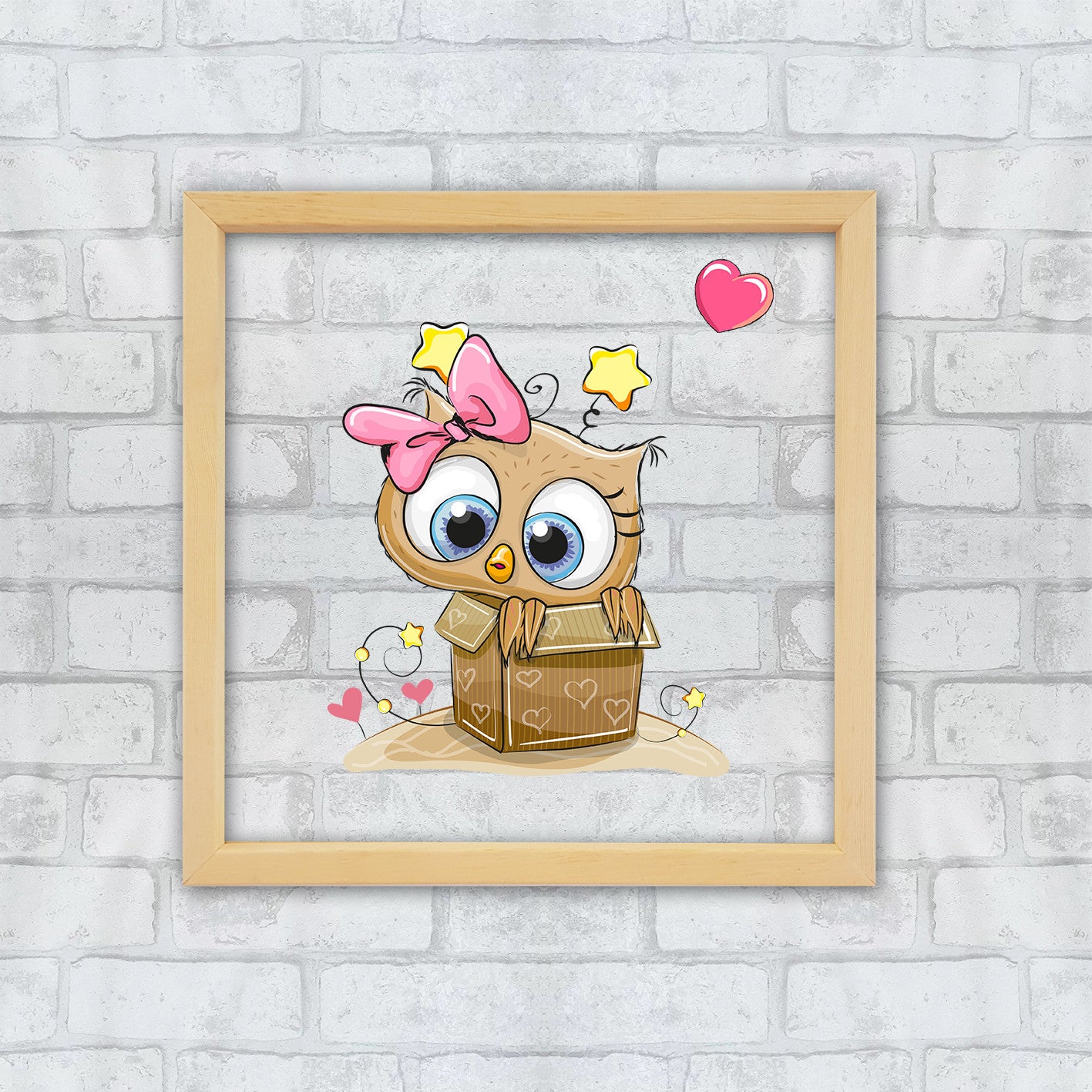 Quadro Decorativo Multicolor com Moldura de Madeira - Impressão Digital UV em Vidro 32x32cm