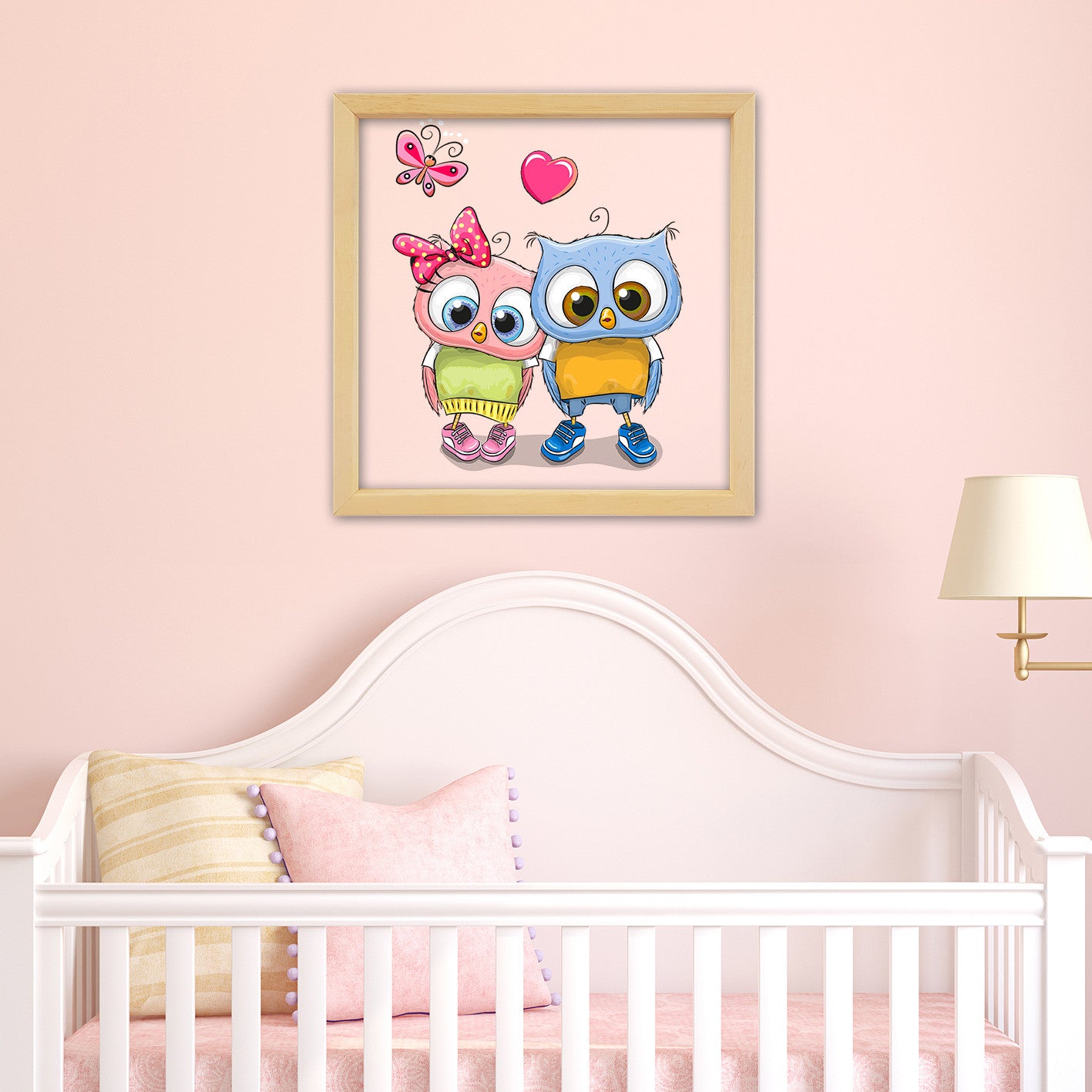 Quadro Decorativo Multicolor com Moldura de Madeira - Impressão Digital UV em Vidro 32x32cm