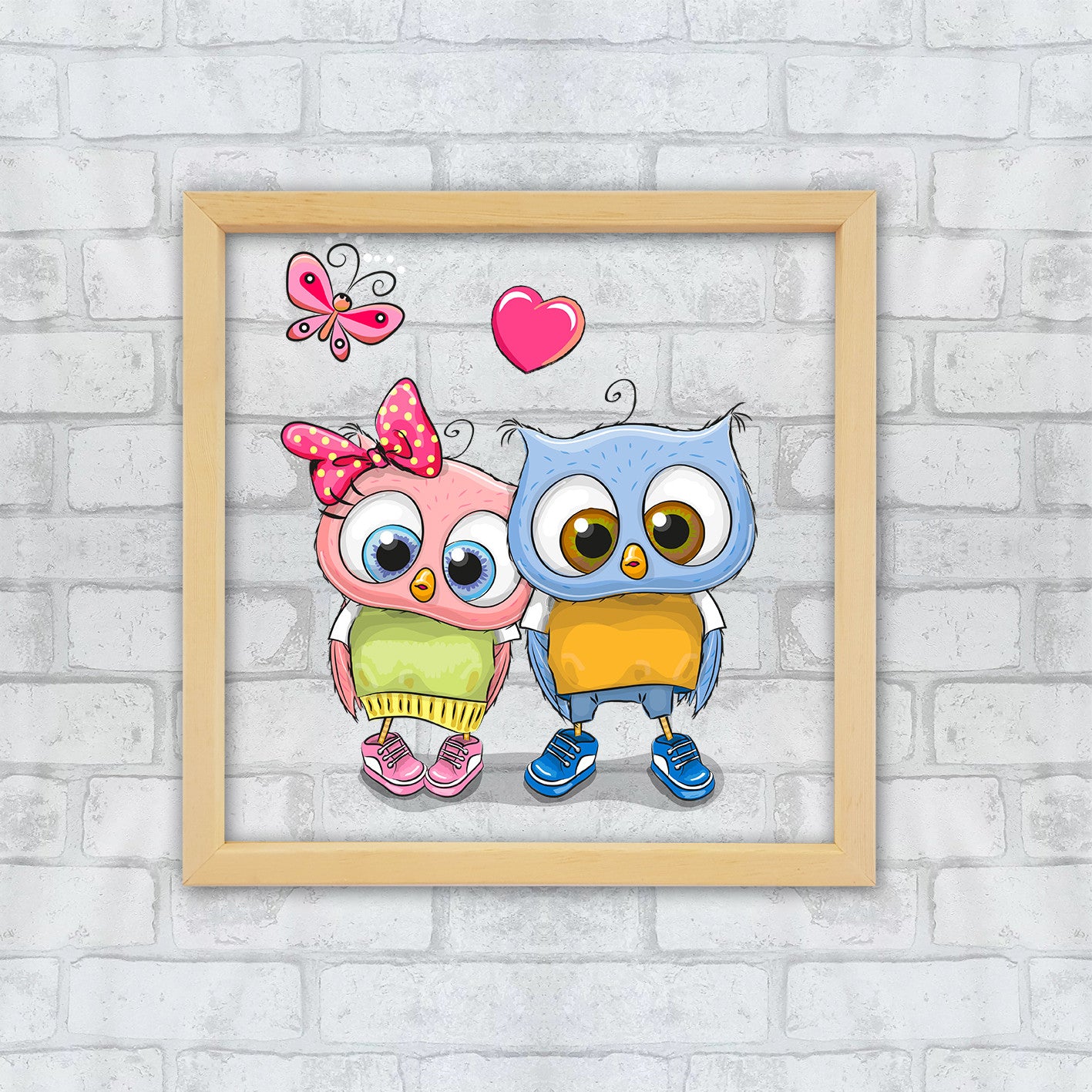 Quadro Decorativo Multicolor com Moldura de Madeira - Impressão Digital UV em Vidro 32x32cm