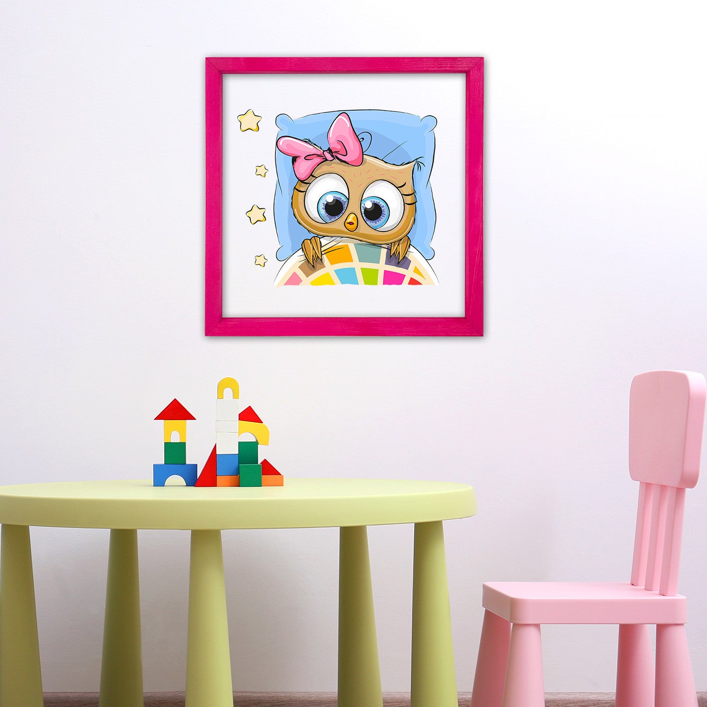 Quadro Decorativo Multicolor com Moldura de Madeira - Impressão Digital UV em Vidro 32x32cm