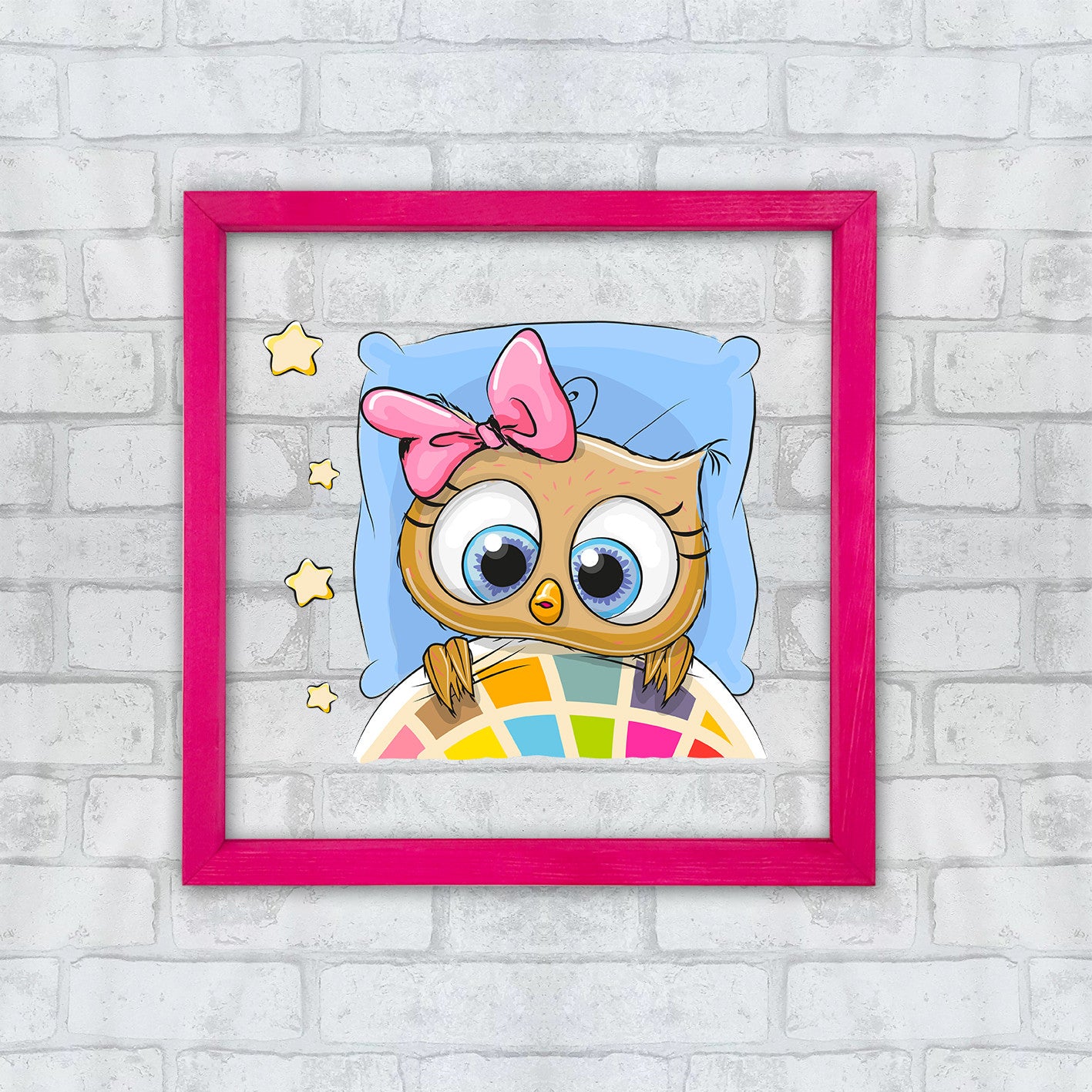 Quadro Decorativo Multicolor com Moldura de Madeira - Impressão Digital UV em Vidro 32x32cm