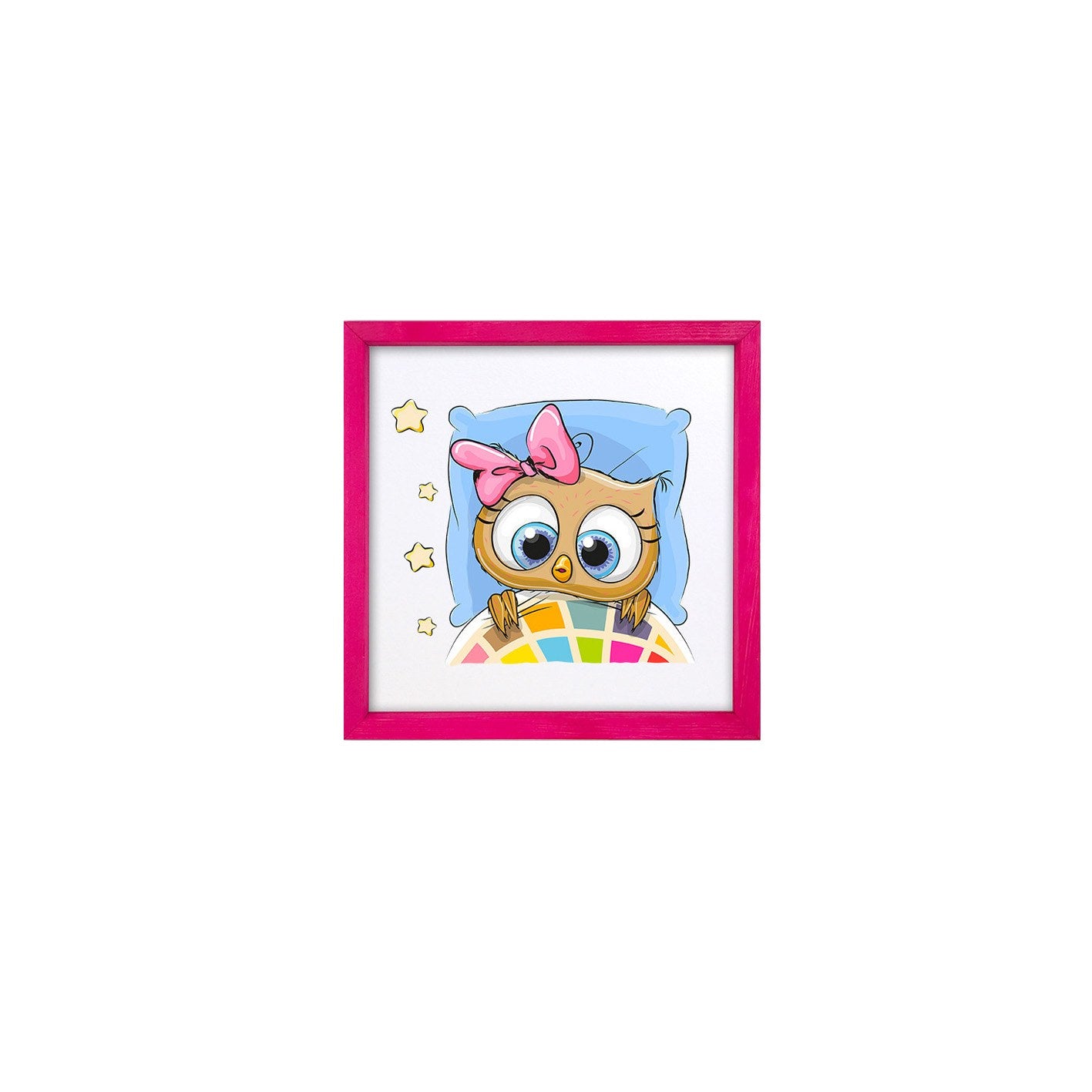 Quadro Decorativo Multicolor com Moldura de Madeira - Impressão Digital UV em Vidro 32x32cm