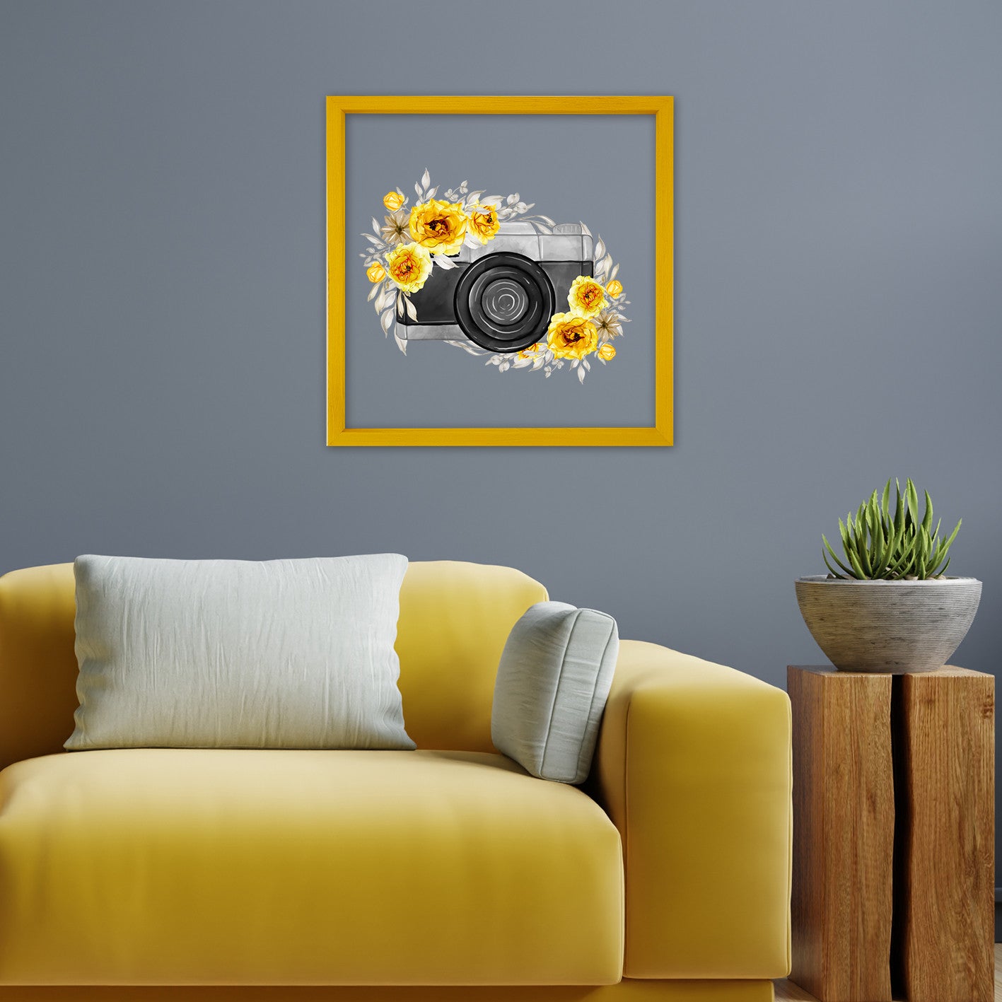 Quadro Decorativo Multicolor 32x32cm com Moldura de Madeira e Vidro UV - Arte Digital Premium para Decoração de Interiores