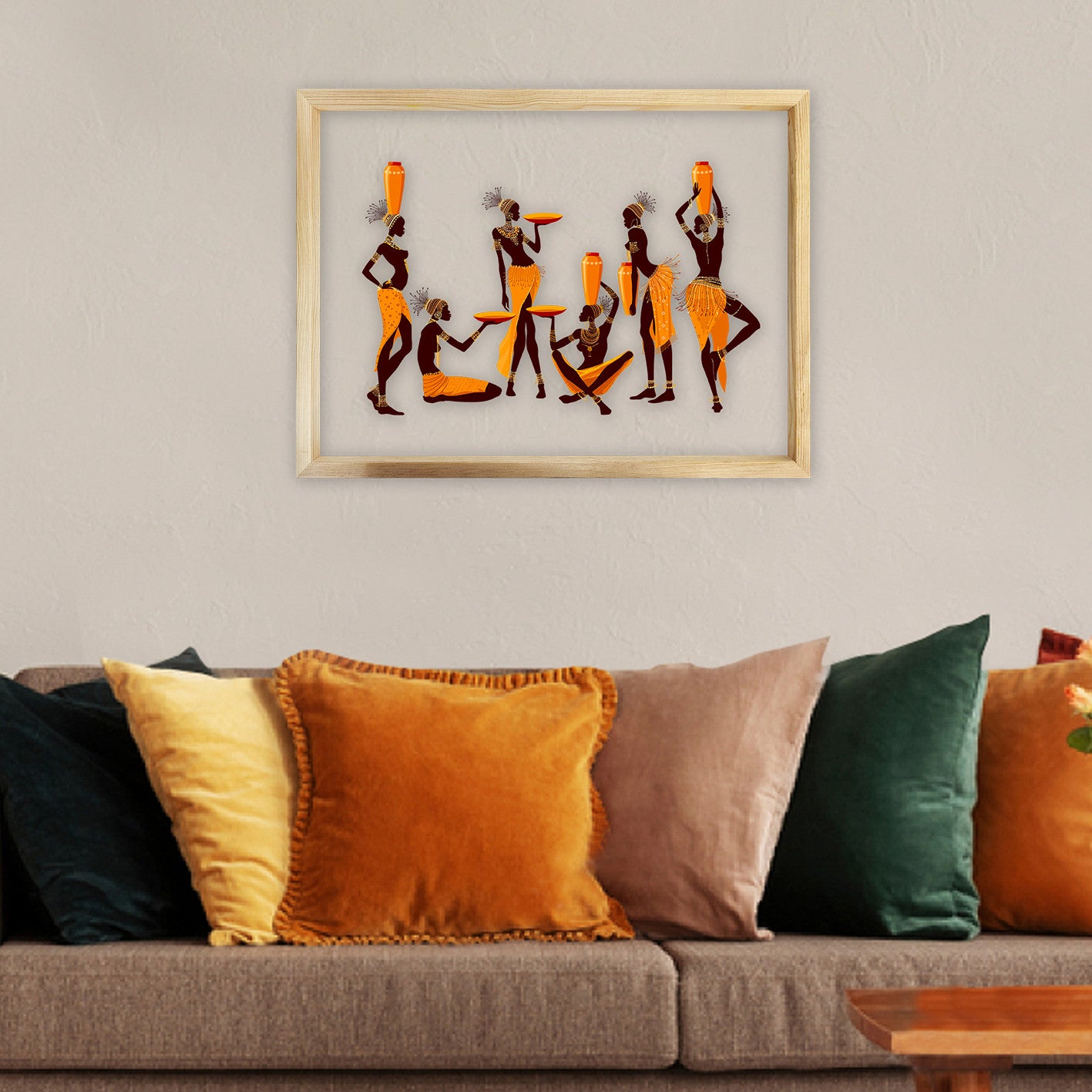 Quadro Decorativo Multicolor com Moldura de Madeira - Impressão Digital UV em Vidro 32x42cm