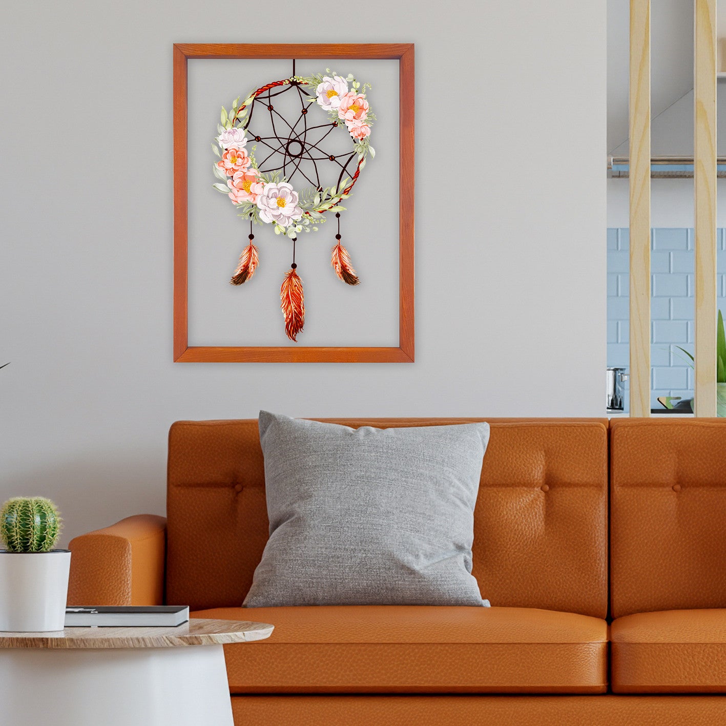 Quadro Decorativo Multicolor CAM138 com Moldura de Madeira - Impressão Digital UV em Vidro 32x42cm