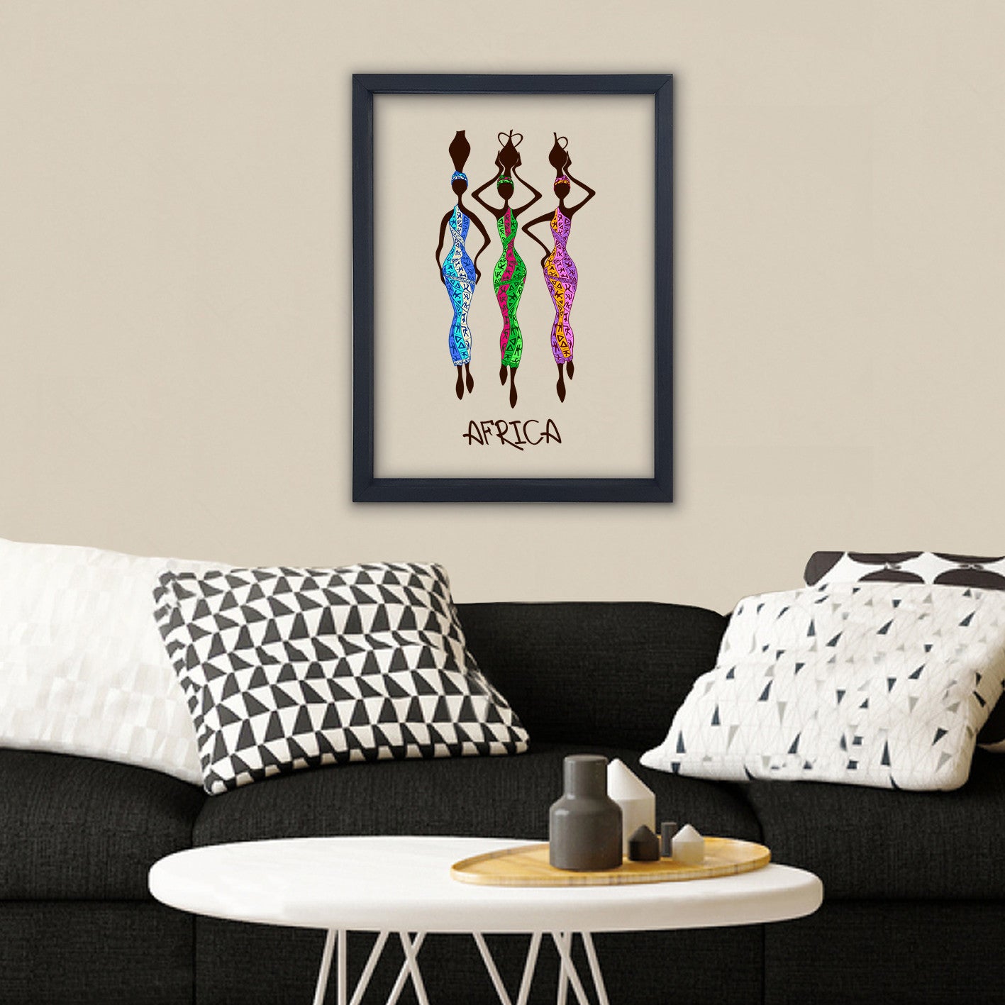 Quadro Decorativo Multicolor com Moldura de Madeira - Impressão Digital UV em Vidro 32x42cm