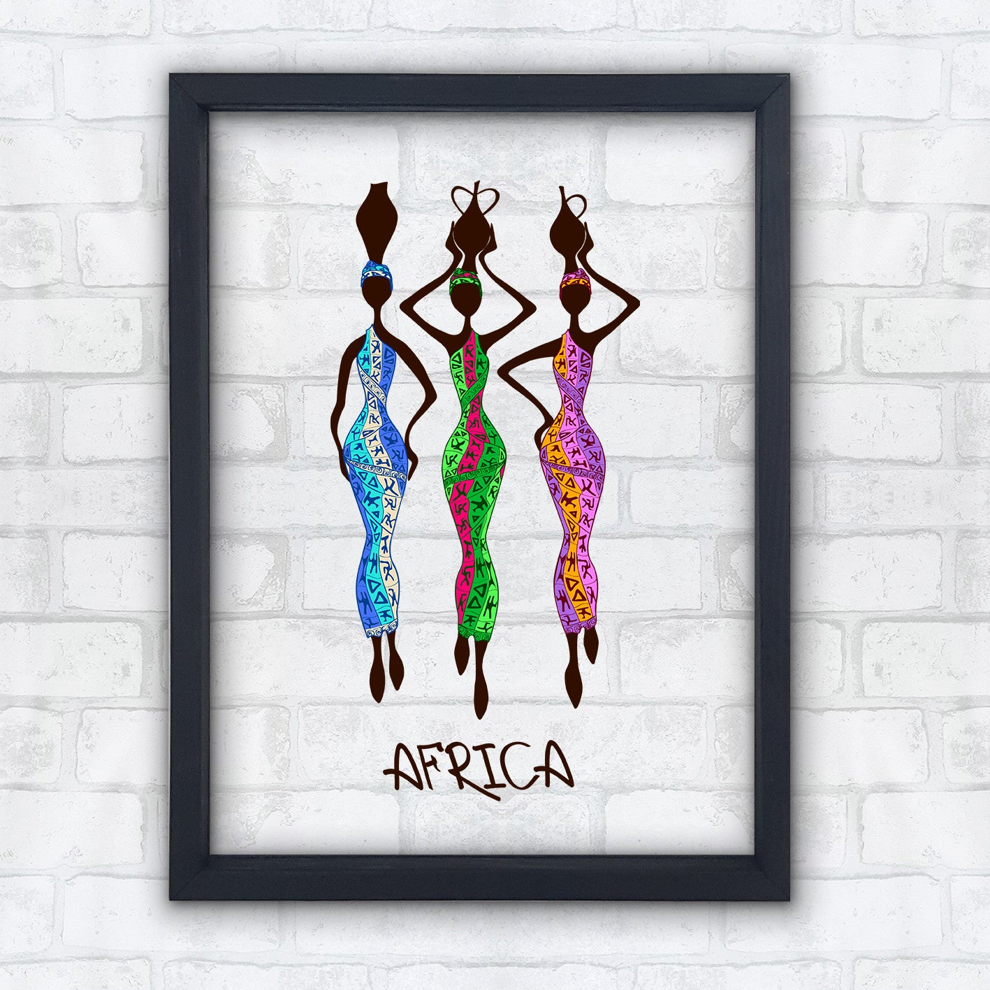 Quadro Decorativo Multicolor com Moldura de Madeira - Impressão Digital UV em Vidro 32x42cm