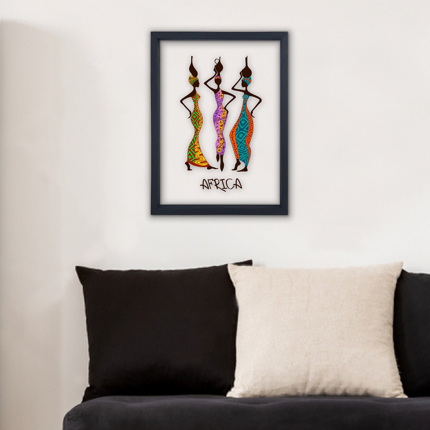 Quadro Decorativo Multicolor com Moldura de Madeira - Impressão Digital UV em Vidro 32x42cm