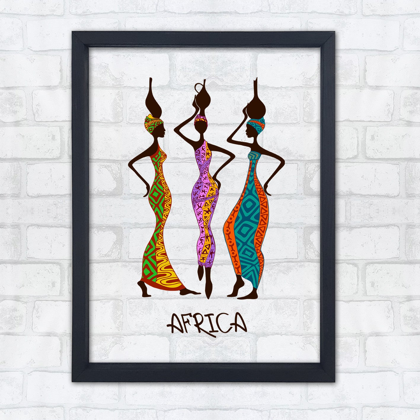 Quadro Decorativo Multicolor com Moldura de Madeira - Impressão Digital UV em Vidro 32x42cm