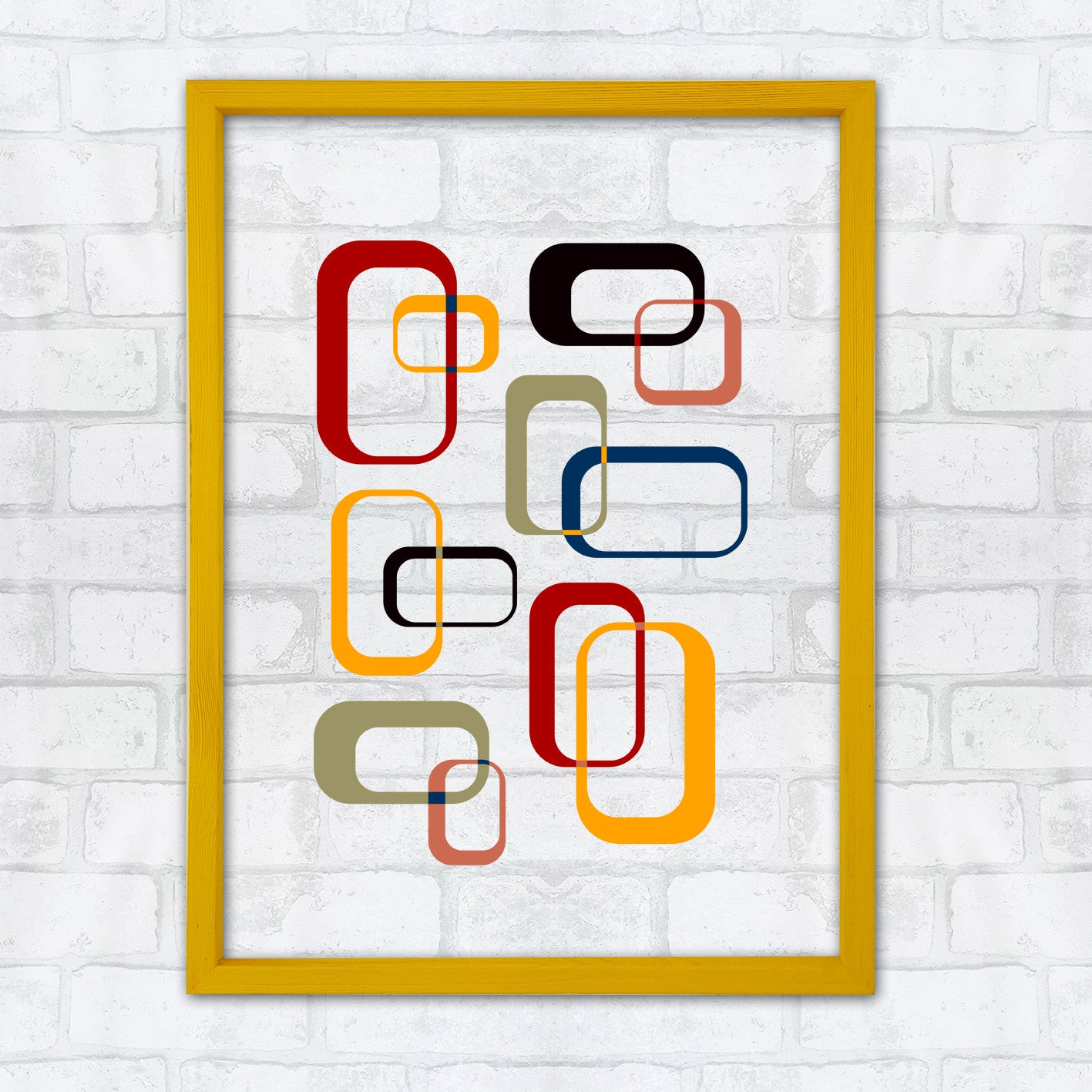 Quadro Decorativo Multicolor com Moldura de Madeira - Impressão Digital UV em Vidro 32x42cm