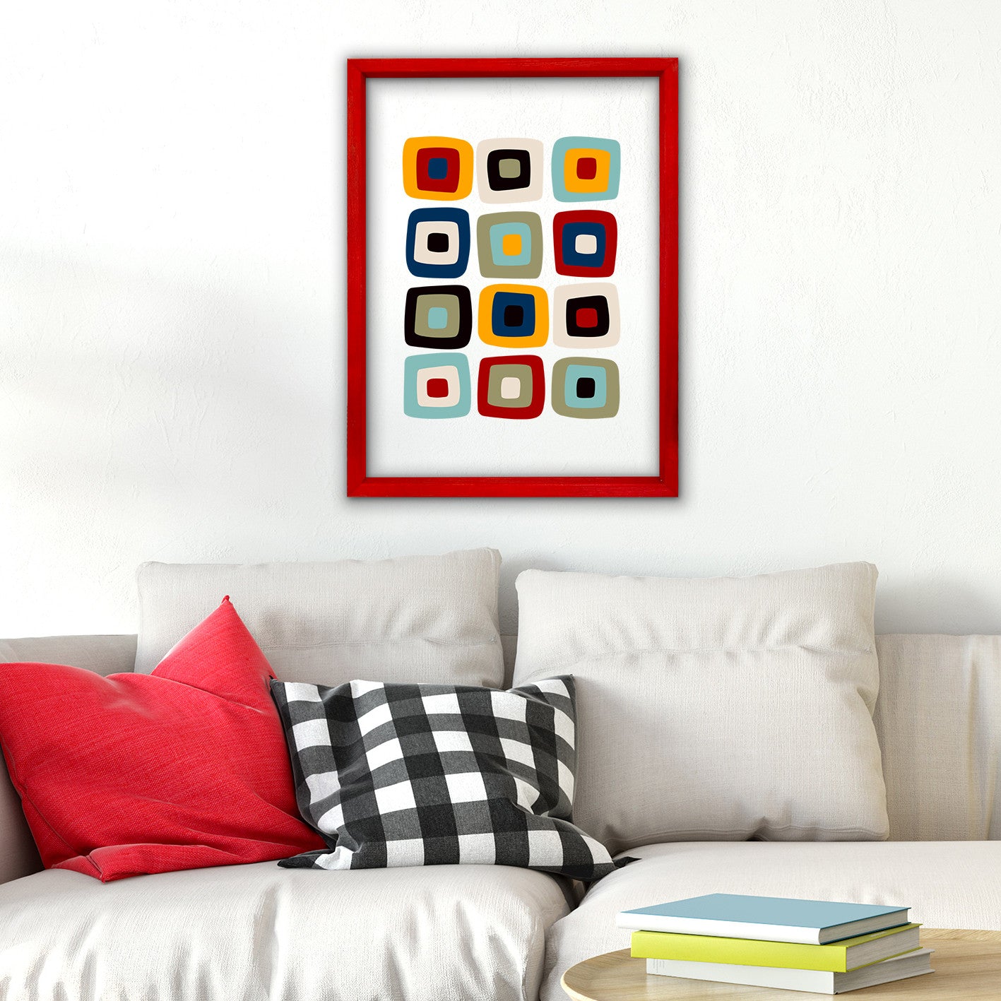 Quadro Decorativo Multicolor com Moldura de Madeira - Impressão Digital UV em Vidro 32x42cm