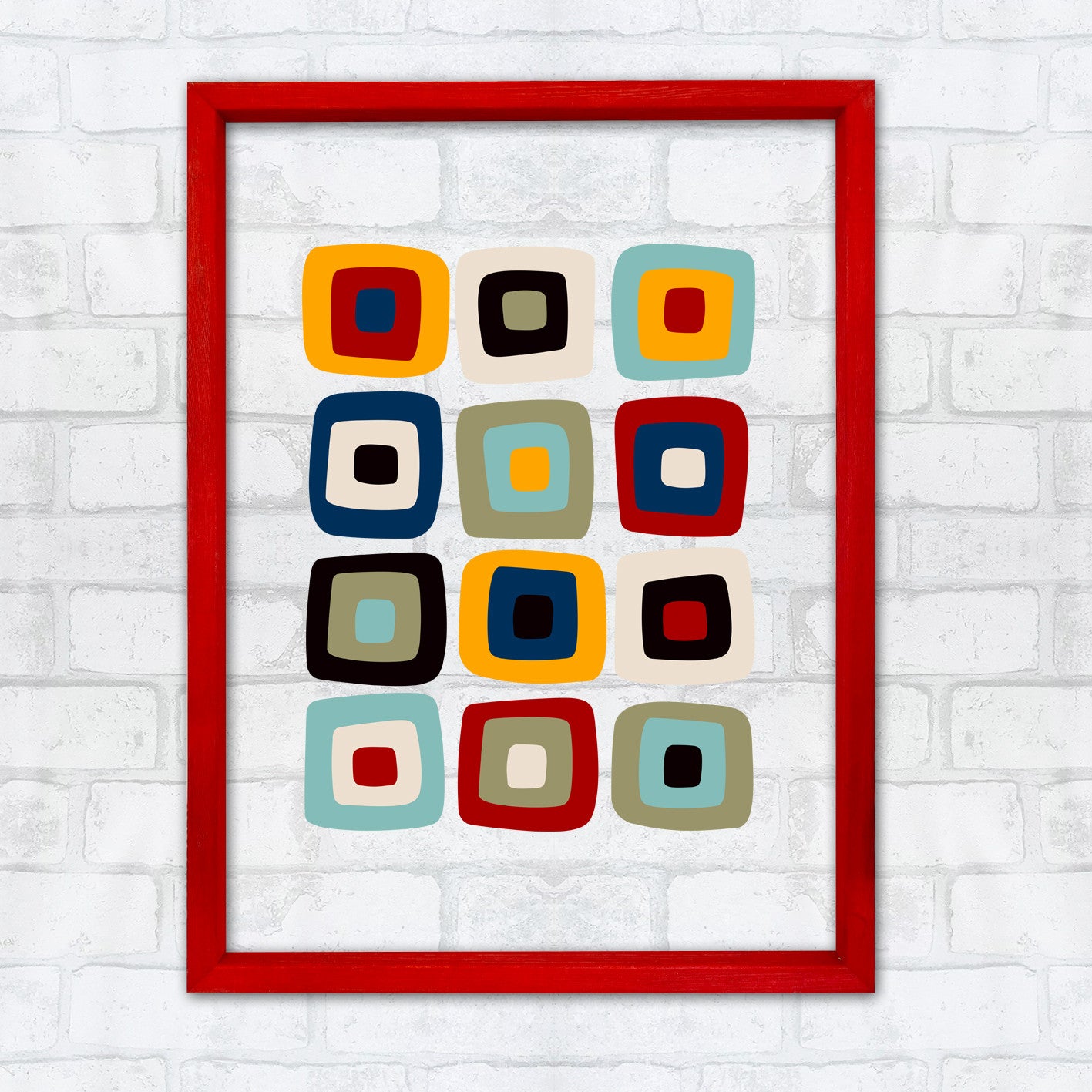 Quadro Decorativo Multicolor com Moldura de Madeira - Impressão Digital UV em Vidro 32x42cm