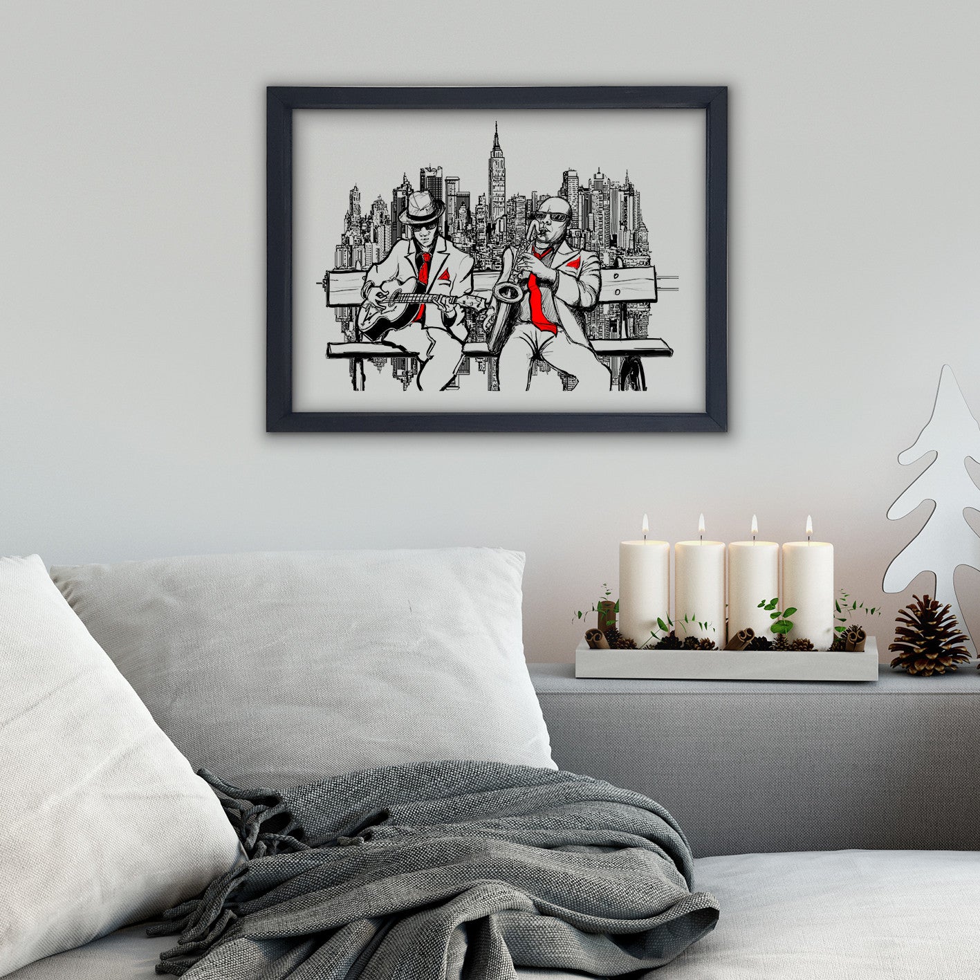 Quadro Decorativo Multicolor com Moldura de Madeira - Impressão Digital UV em Vidro 32x42cm