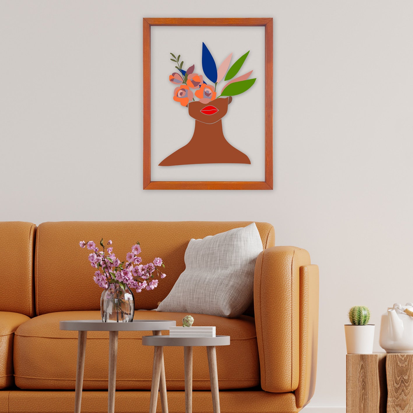 Quadro Decorativo Multicolor com Moldura de Madeira - Impressão Digital UV em Vidro 32x42cm