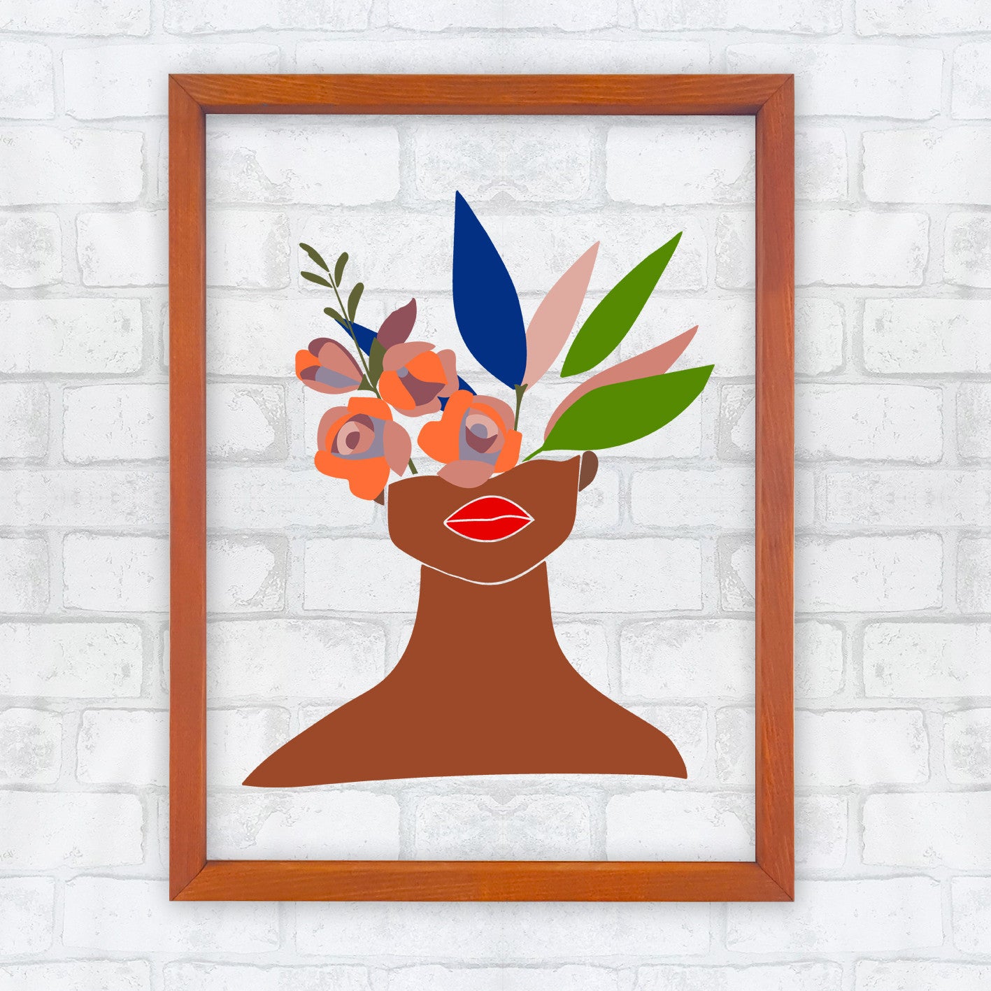 Quadro Decorativo Multicolor com Moldura de Madeira - Impressão Digital UV em Vidro 32x42cm