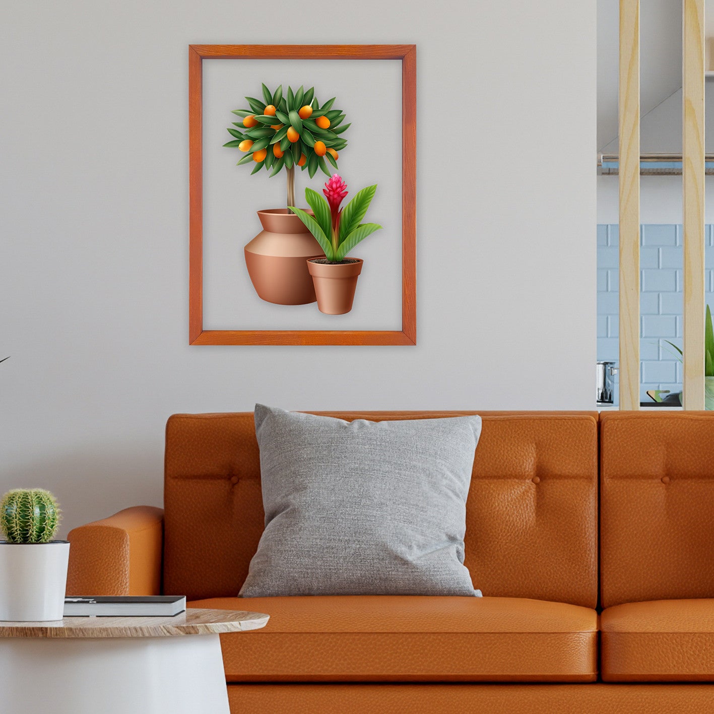 Quadro Decorativo Multicolor com Moldura de Madeira - Impressão Digital UV em Vidro 32x42cm