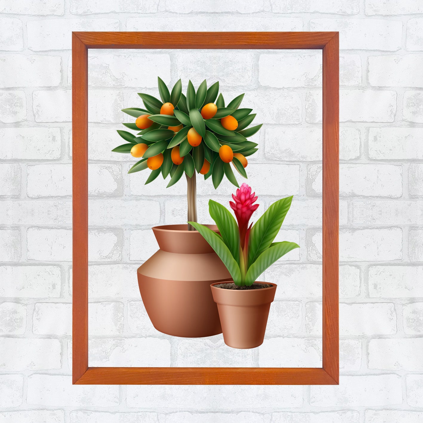 Quadro Decorativo Multicolor com Moldura de Madeira - Impressão Digital UV em Vidro 32x42cm