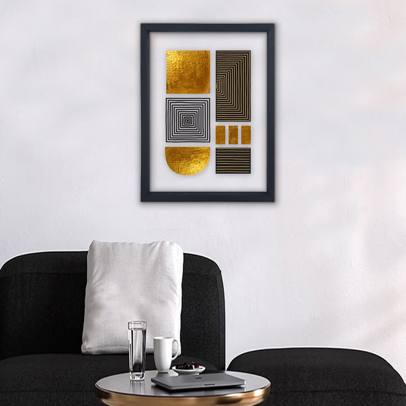 Quadro Decorativo Multicolor com Moldura de Madeira - Impressão Digital UV em Vidro 32x42cm