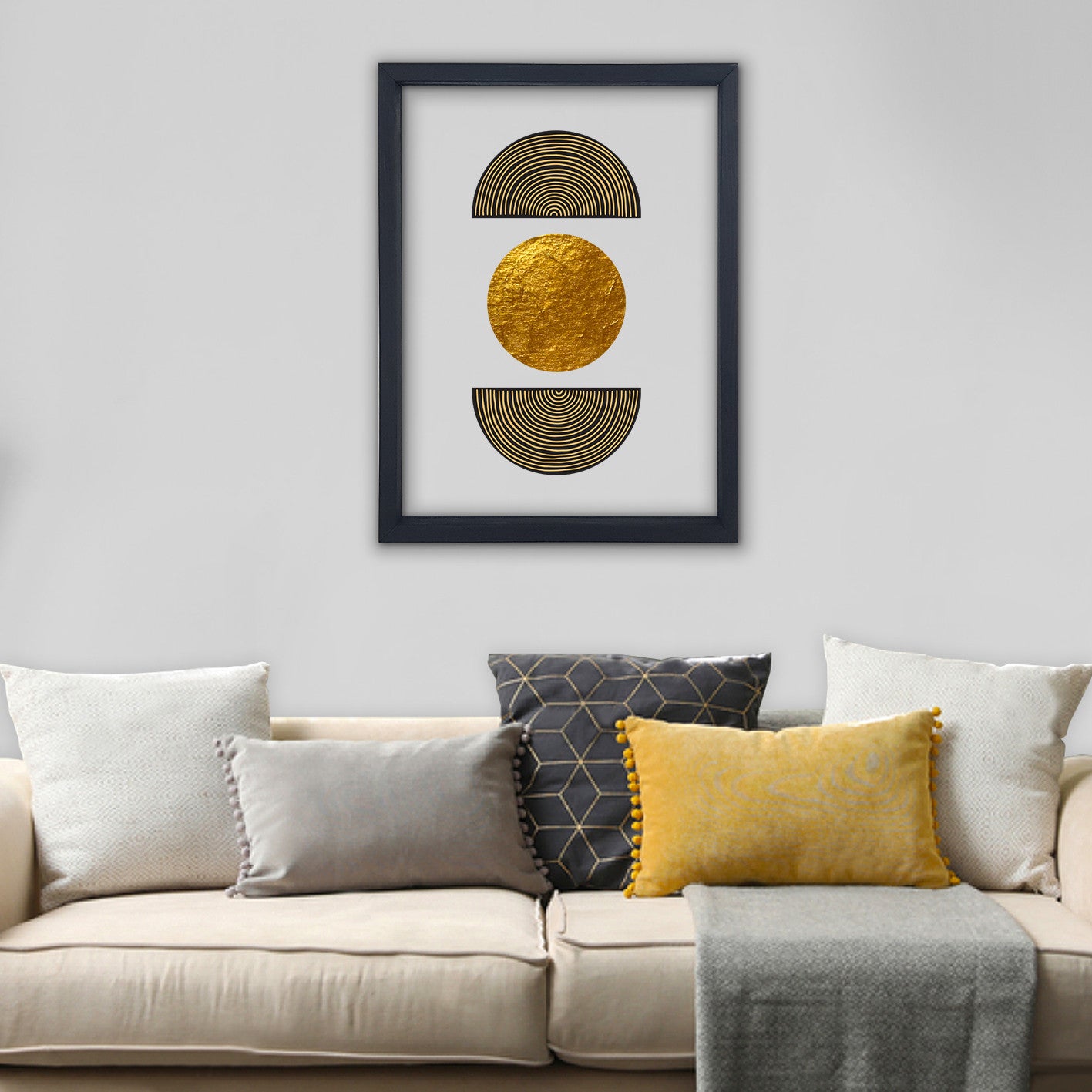 Quadro Decorativo Emoldurado Multicolor 32x42cm - Impressão Digital UV em Vidro 3mm com Moldura de Madeira