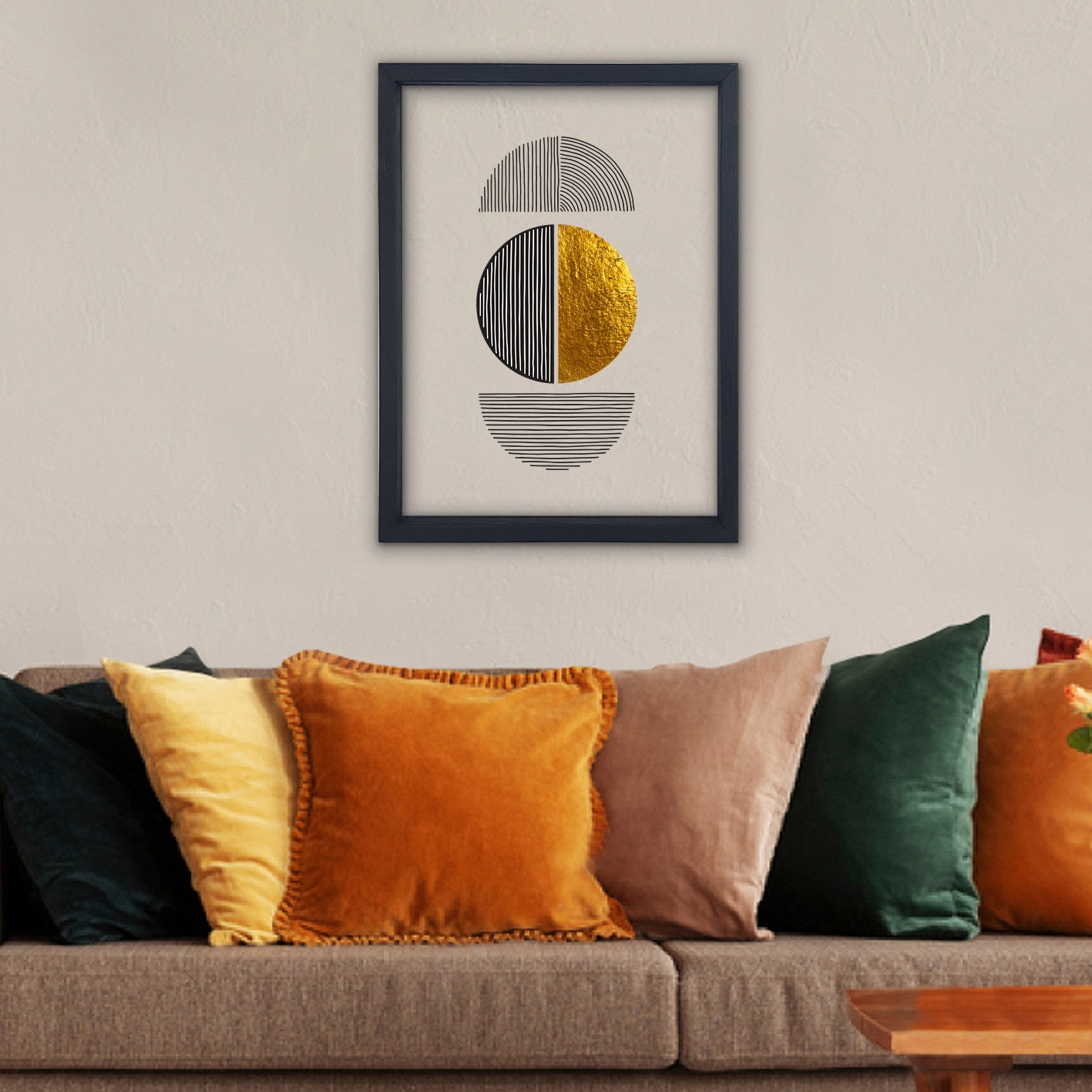 Quadro Decorativo Multicolor com Moldura de Madeira - Impressão Digital UV em Vidro 32x42cm