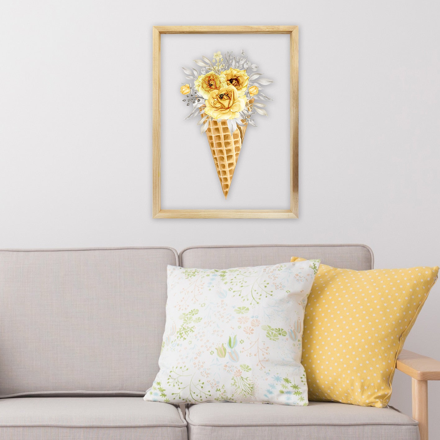 Quadro Decorativo Multicolor com Moldura de Madeira - Impressão Digital UV em Vidro 32x42cm