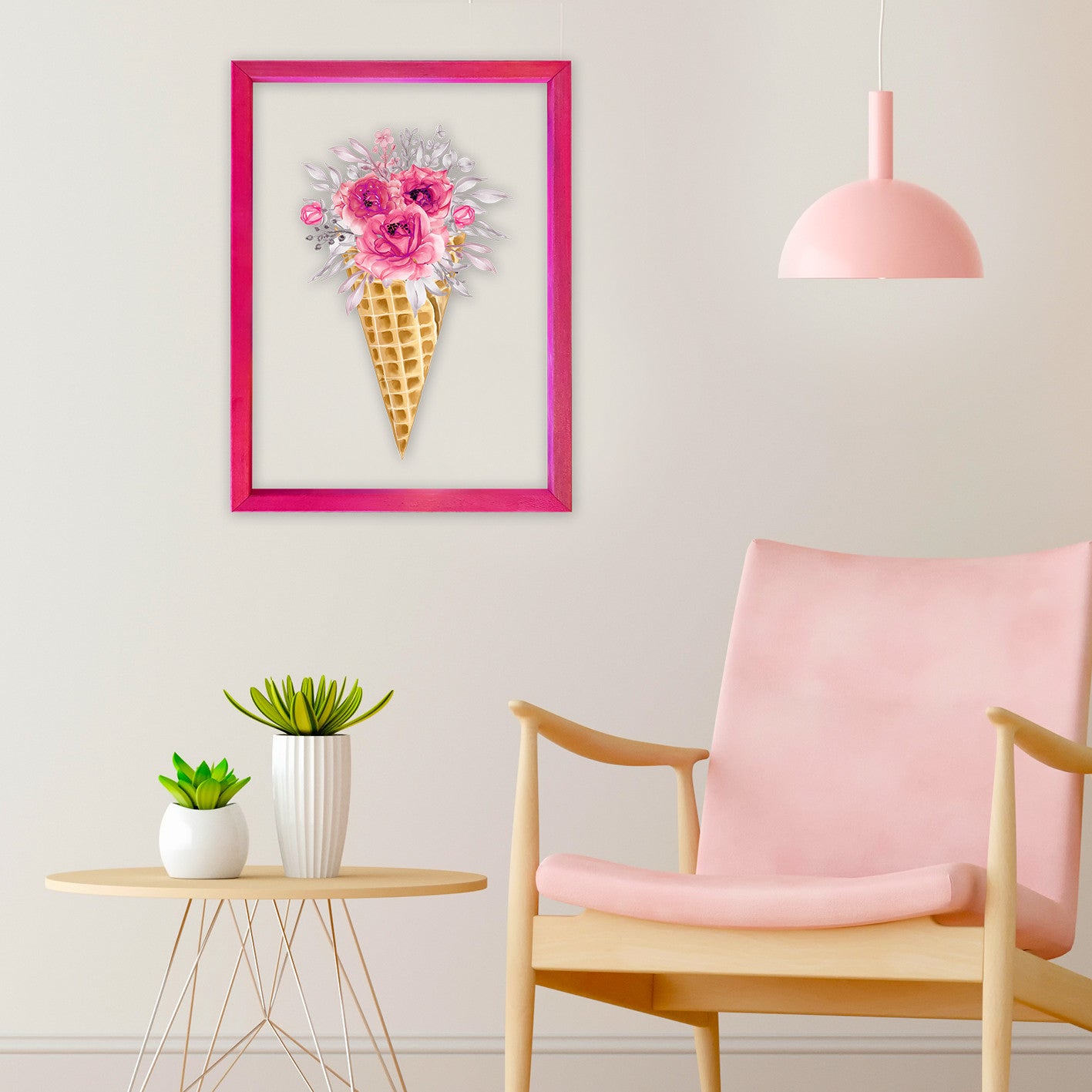 Quadro Decorativo Multicolor com Moldura de Madeira - Impressão Digital UV em Vidro 32x42cm