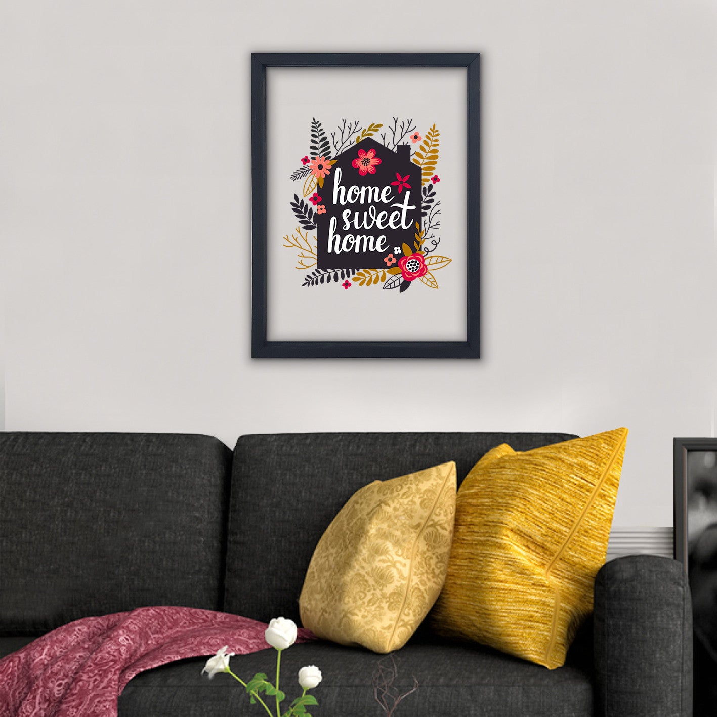 Quadro Decorativo Multicolor com Moldura de Madeira - Impressão Digital UV em Vidro 32x42cm