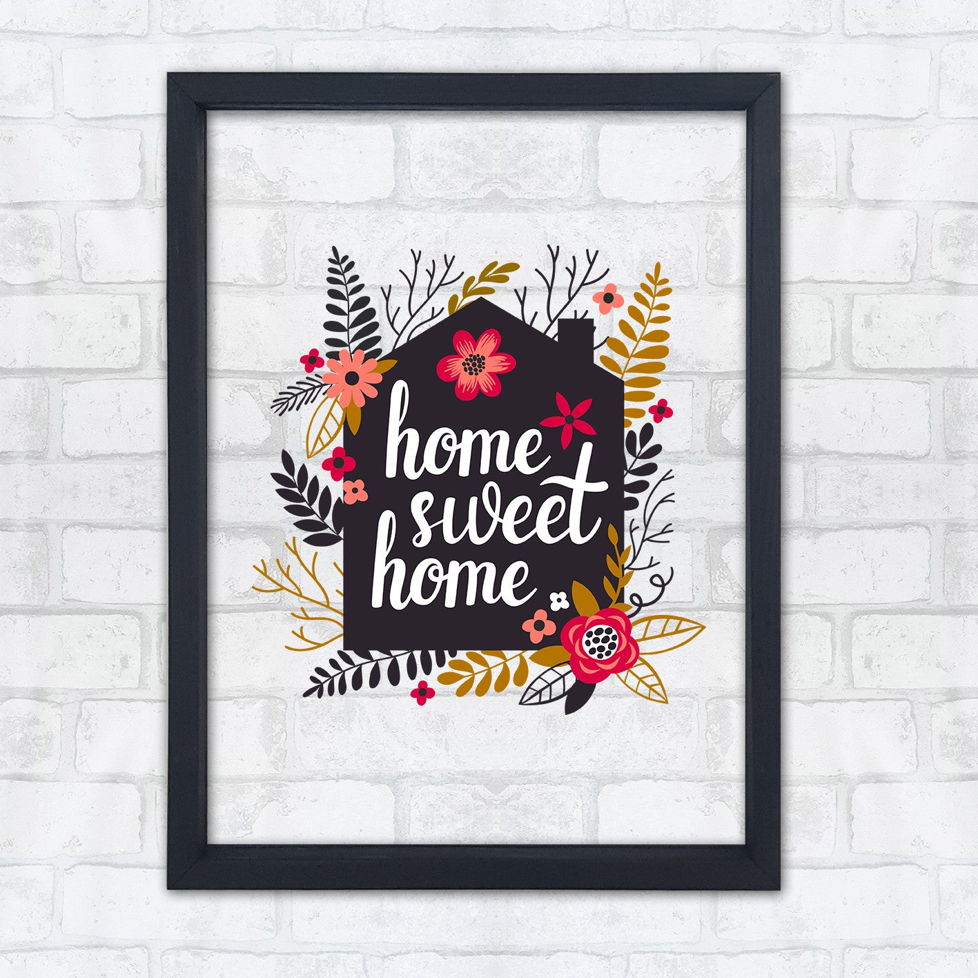 Quadro Decorativo Multicolor com Moldura de Madeira - Impressão Digital UV em Vidro 32x42cm