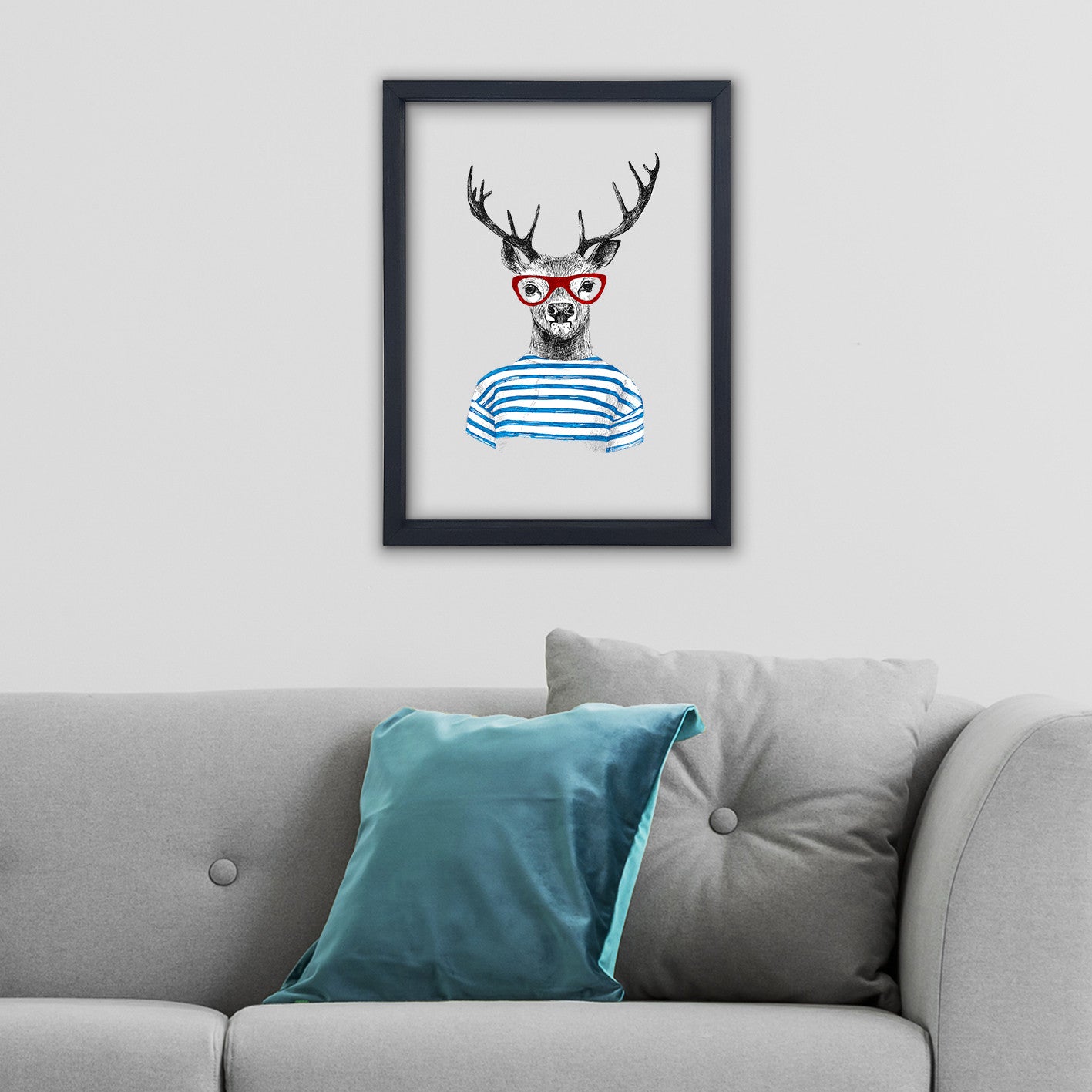 Quadro Decorativo Multicolor com Moldura de Madeira - Impressão Digital UV em Vidro 32x42cm