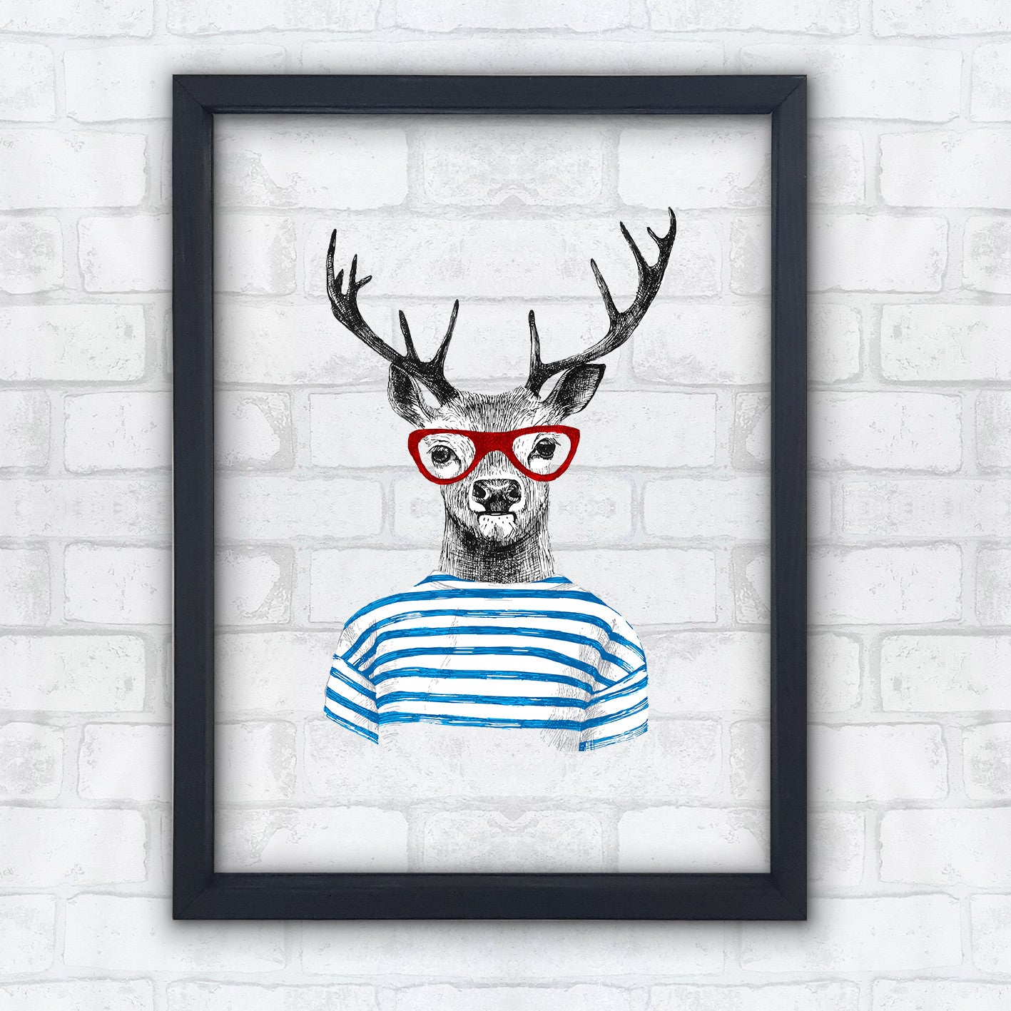 Quadro Decorativo Multicolor com Moldura de Madeira - Impressão Digital UV em Vidro 32x42cm