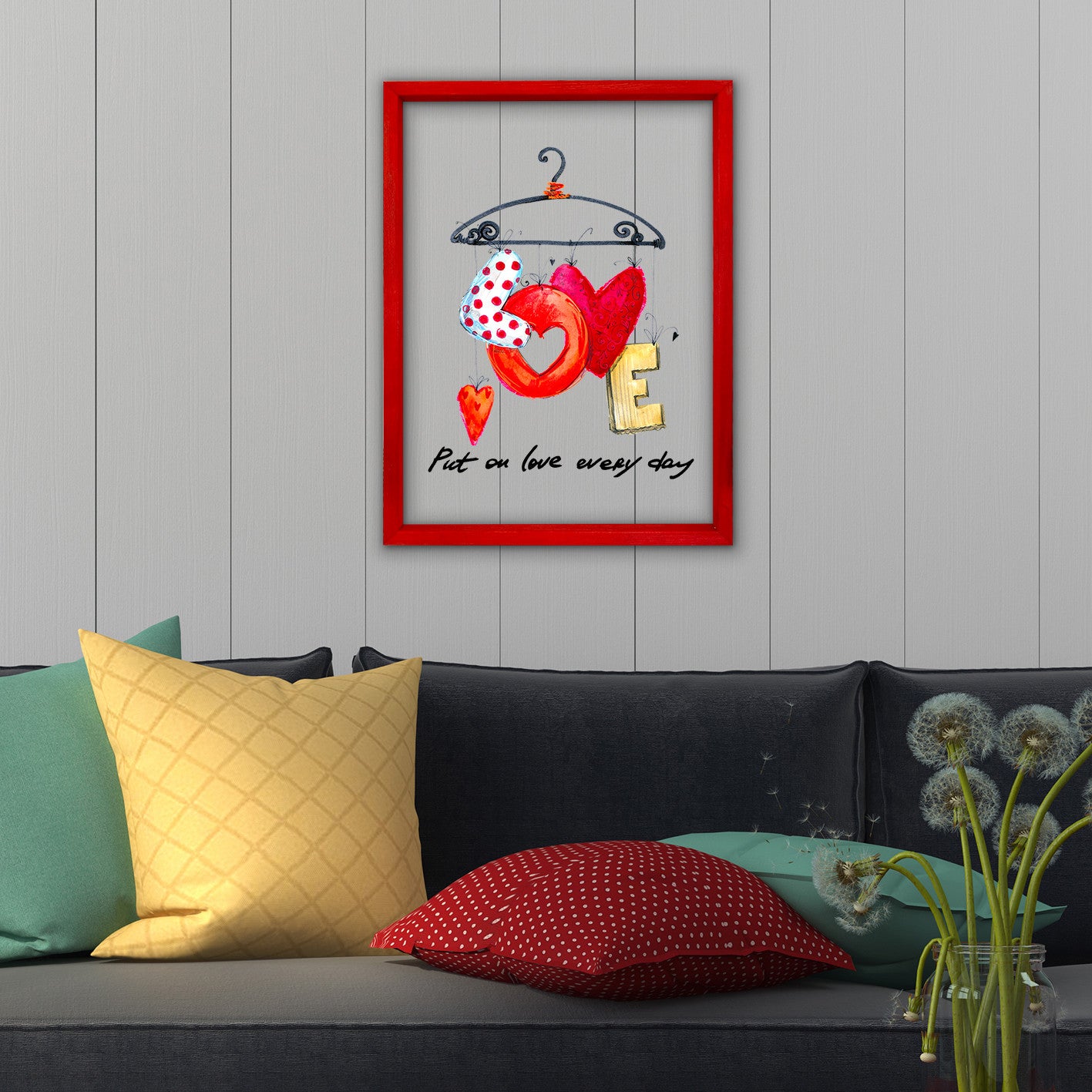 Quadro Decorativo Multicolor com Moldura de Madeira - Impressão Digital UV em Vidro 32x42cm