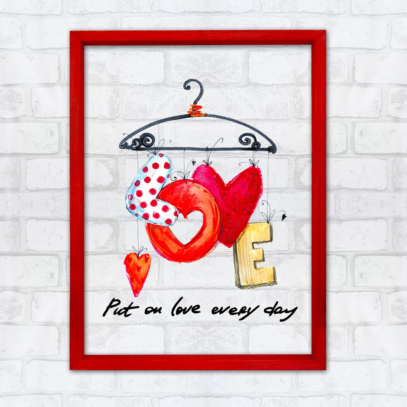 Quadro Decorativo Multicolor com Moldura de Madeira - Impressão Digital UV em Vidro 32x42cm