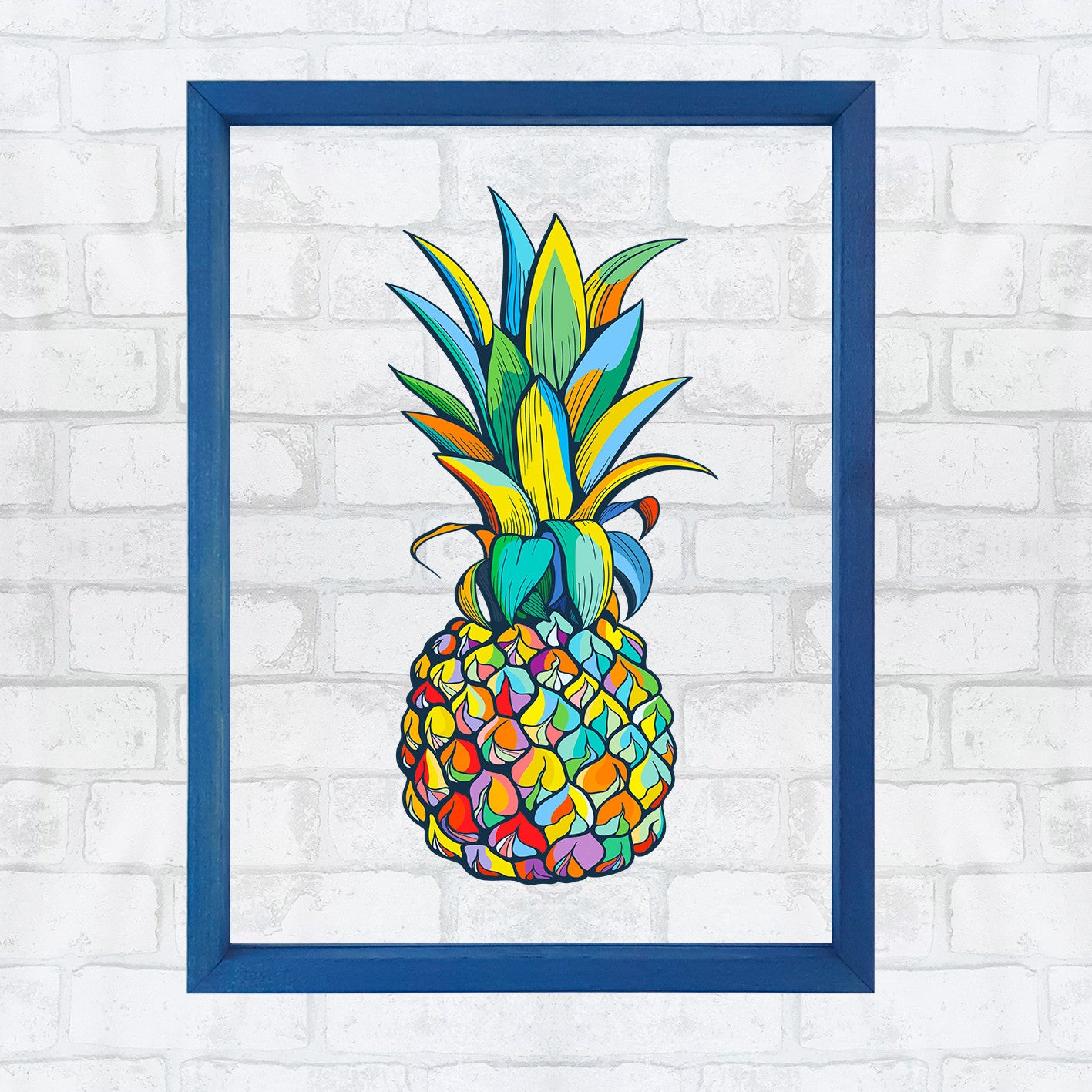 Quadro Decorativo Multicolor com Moldura de Madeira - Impressão Digital UV em Vidro 32x42cm