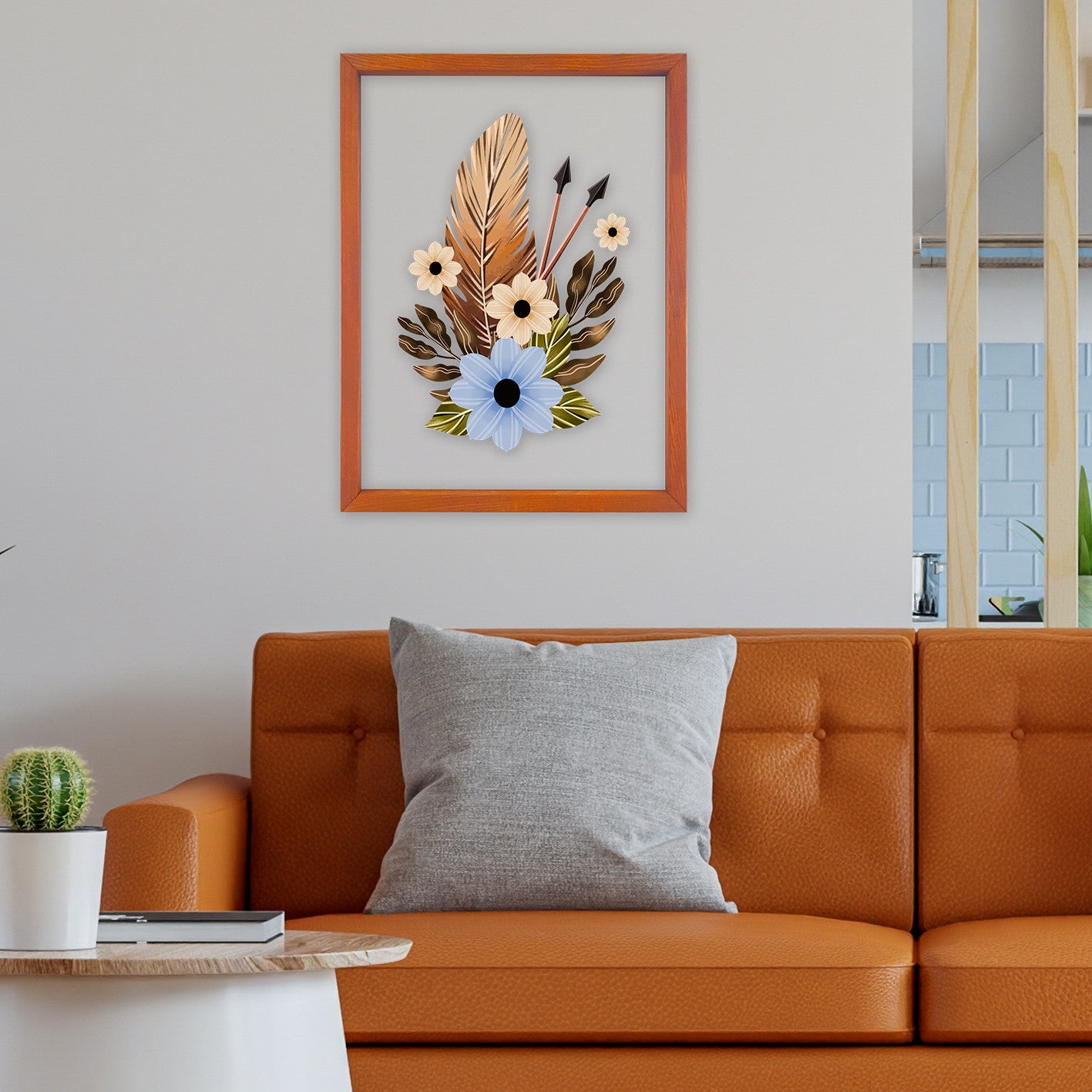 Quadro Decorativo Multicolor com Moldura de Madeira - Impressão Digital UV em Vidro 32x42cm