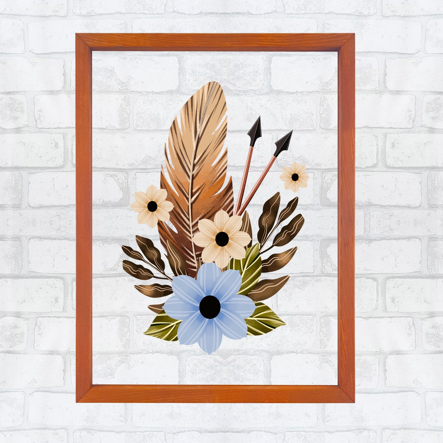 Quadro Decorativo Multicolor com Moldura de Madeira - Impressão Digital UV em Vidro 32x42cm