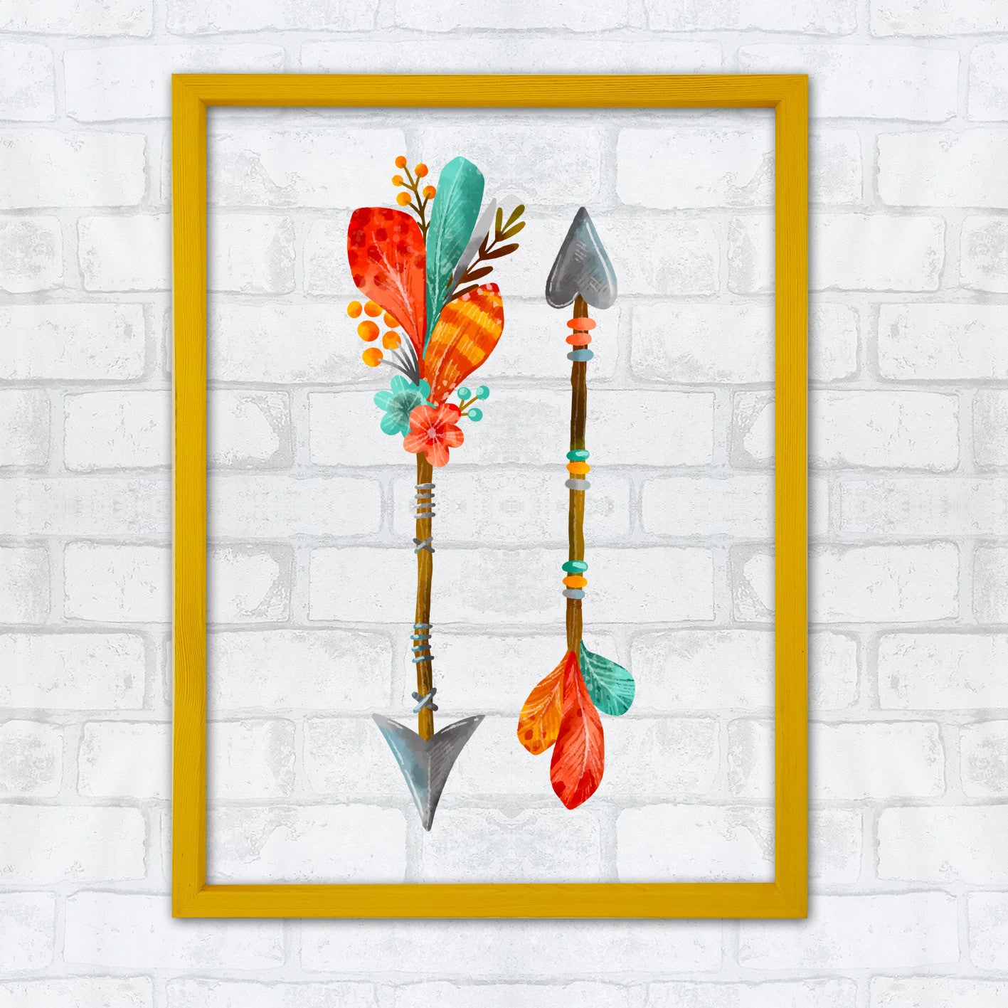 Quadro Decorativo Multicolor com Moldura de Madeira - Impressão Digital UV em Vidro 32x42cm