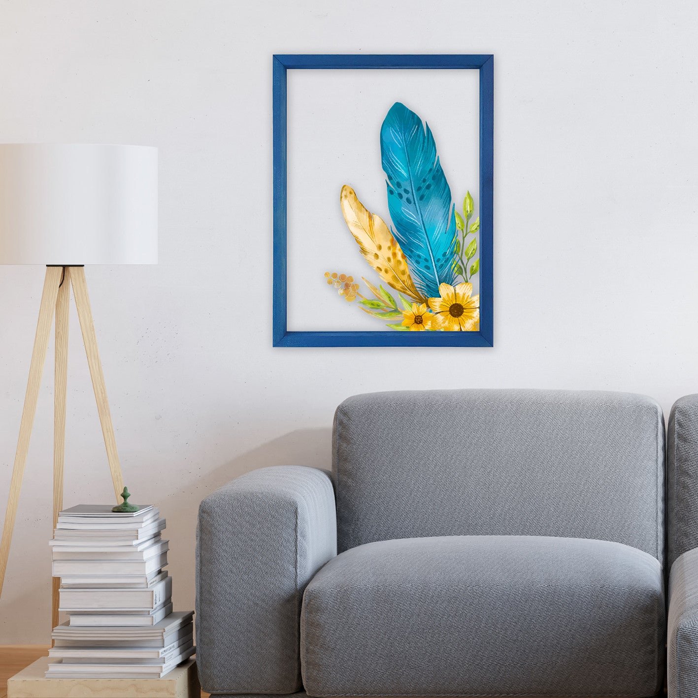 Quadro Decorativo Multicolor com Moldura de Madeira - Impressão Digital UV em Vidro 32x42cm