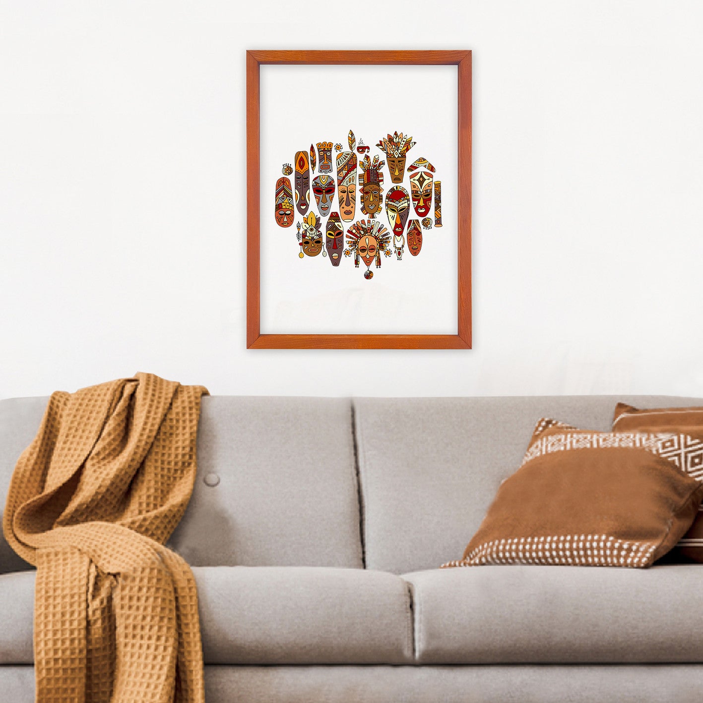 Quadro Decorativo Multicolor com Moldura de Madeira - Impressão Digital UV em Vidro 32x42cm