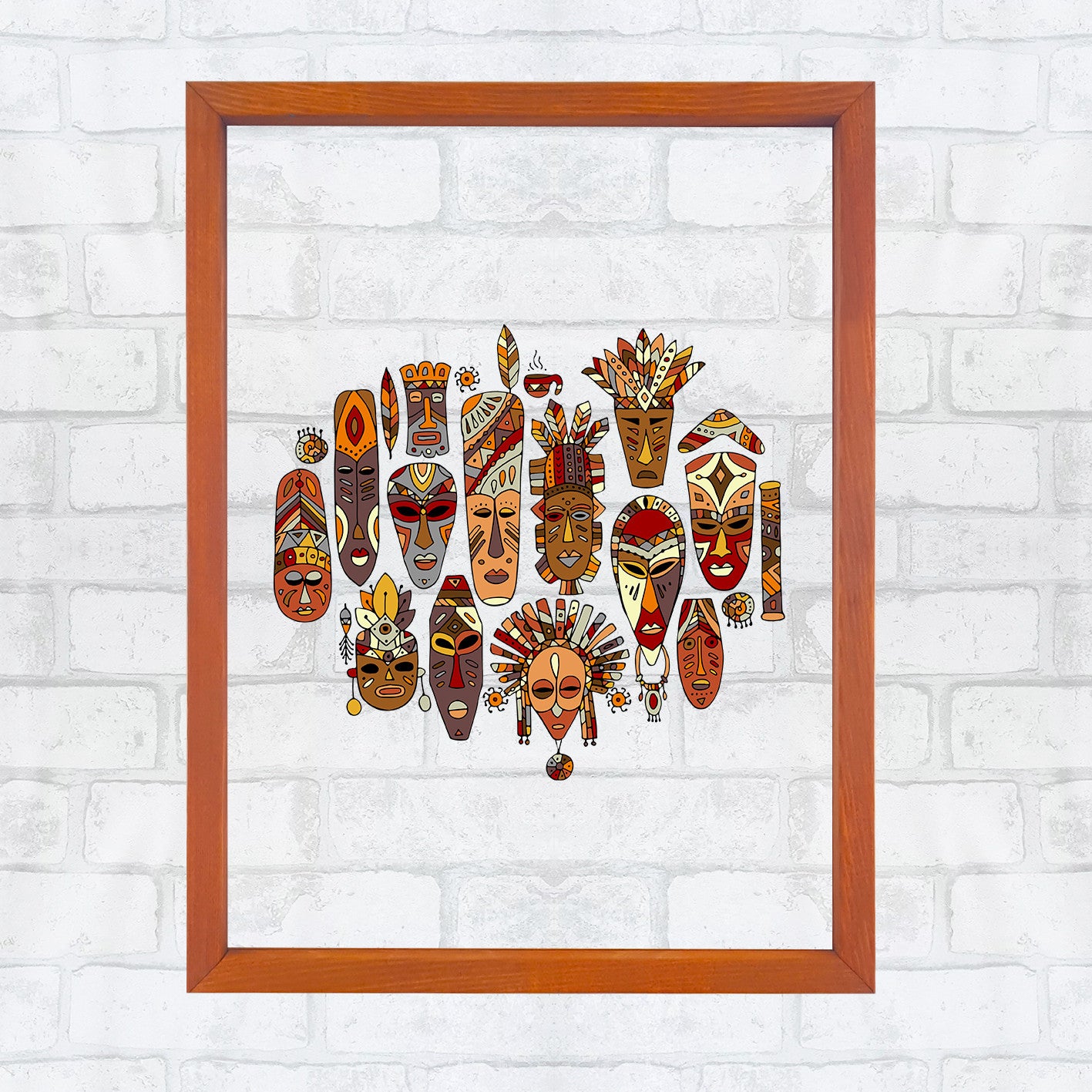 Quadro Decorativo Multicolor com Moldura de Madeira - Impressão Digital UV em Vidro 32x42cm