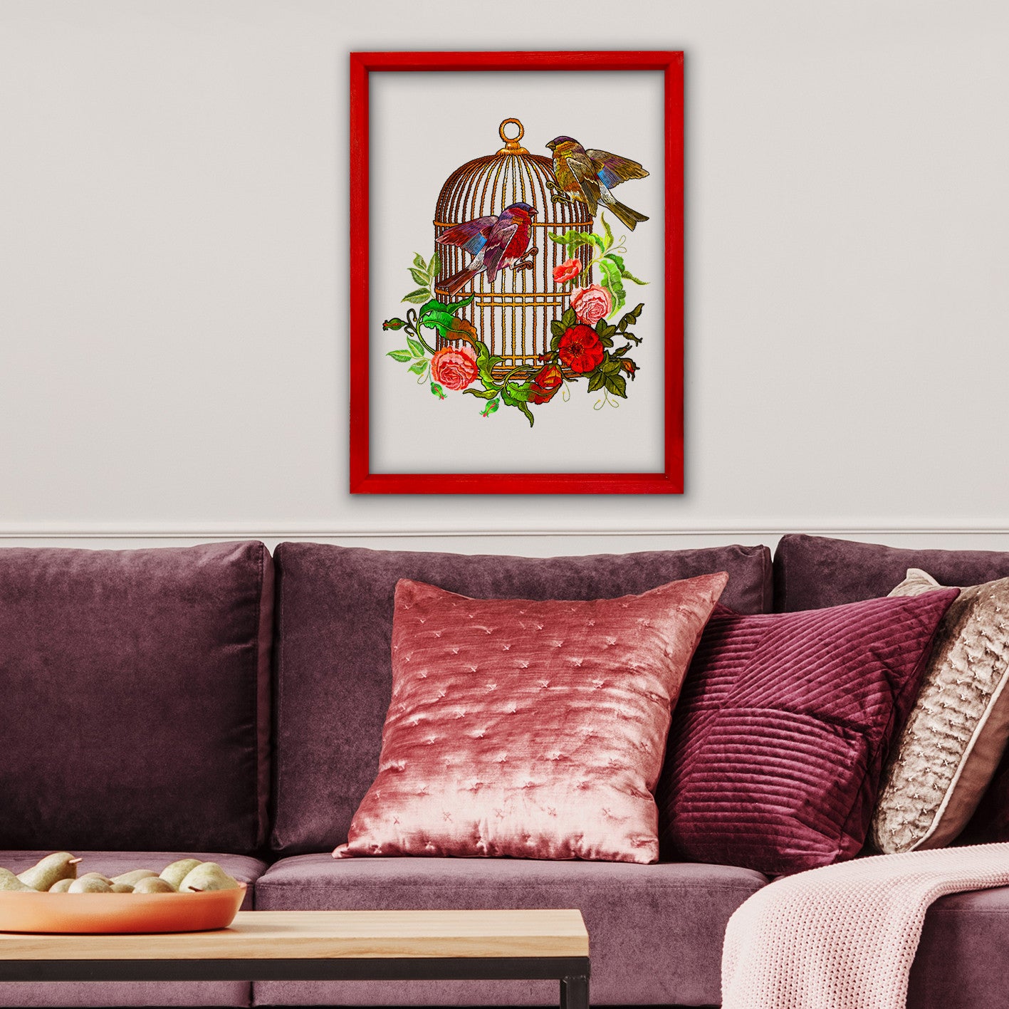 Quadro Decorativo Multicolor com Moldura de Madeira - Impressão Digital UV em Vidro 32x42cm