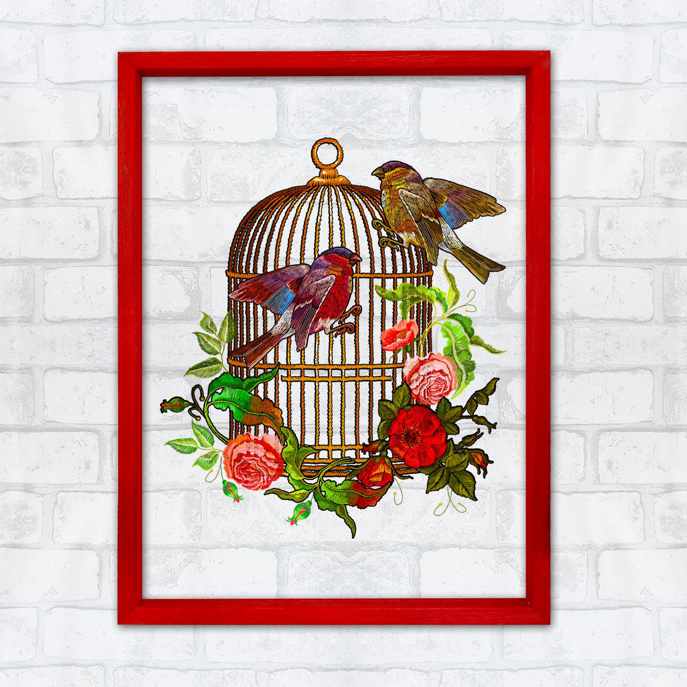 Quadro Decorativo Multicolor com Moldura de Madeira - Impressão Digital UV em Vidro 32x42cm