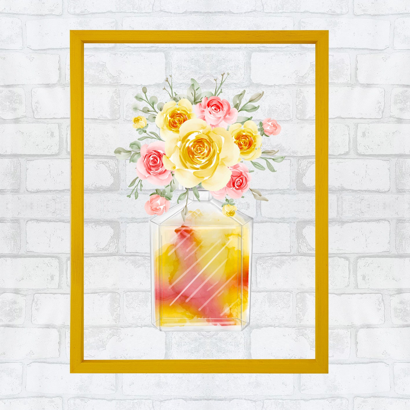 Quadro Decorativo CAM811 Multicolor com Moldura de Madeira - Impressão Digital UV em Vidro 32x42cm